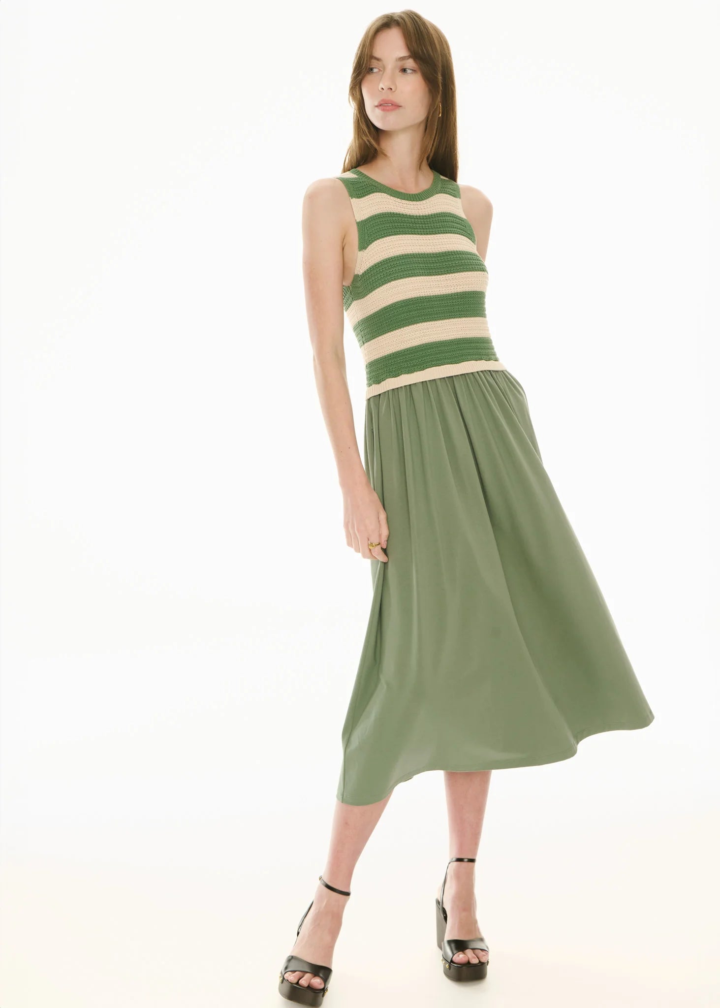 POL Bonde Dress Knit Green/Ivory