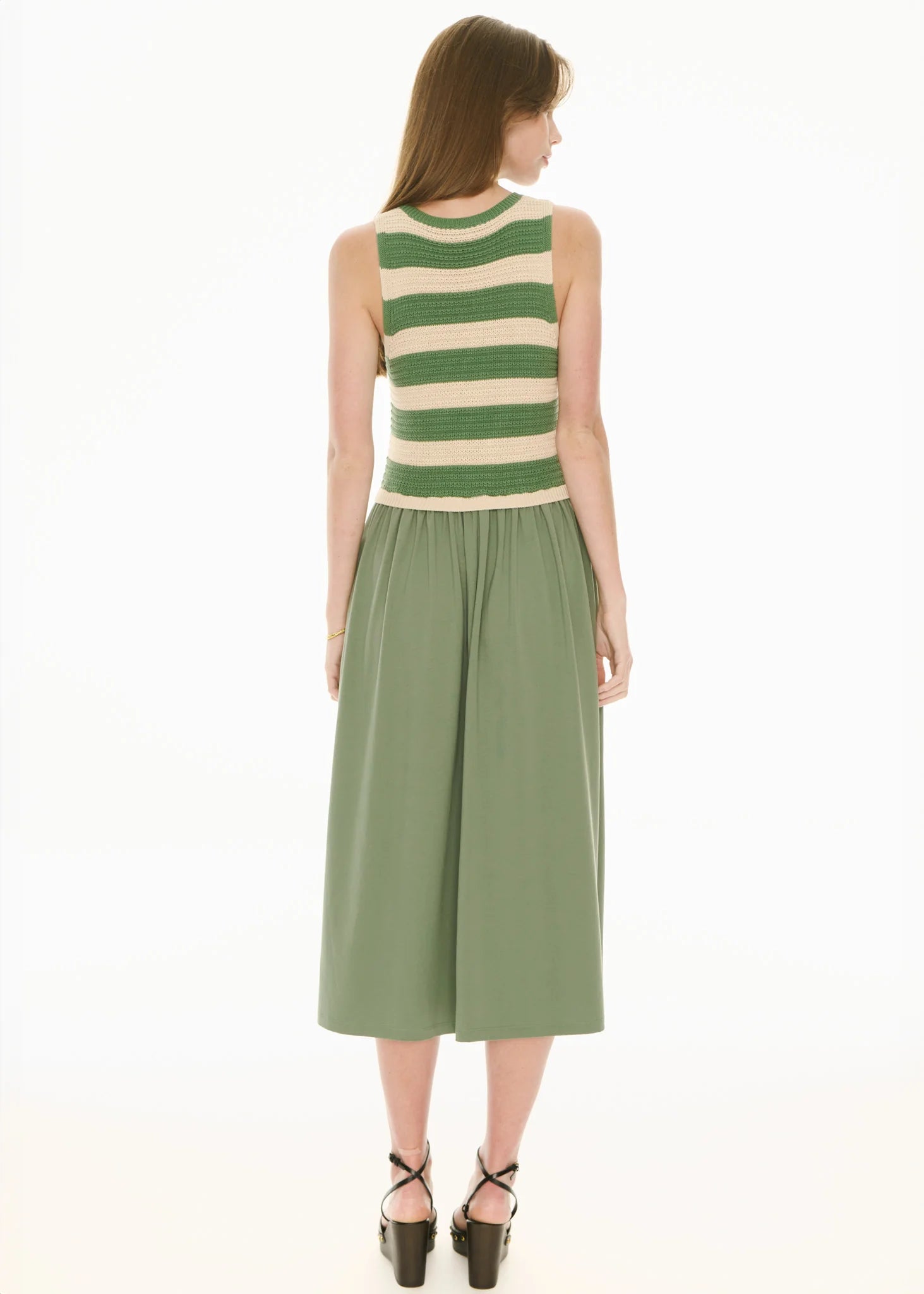 POL Bonde Dress Knit Green/Ivory