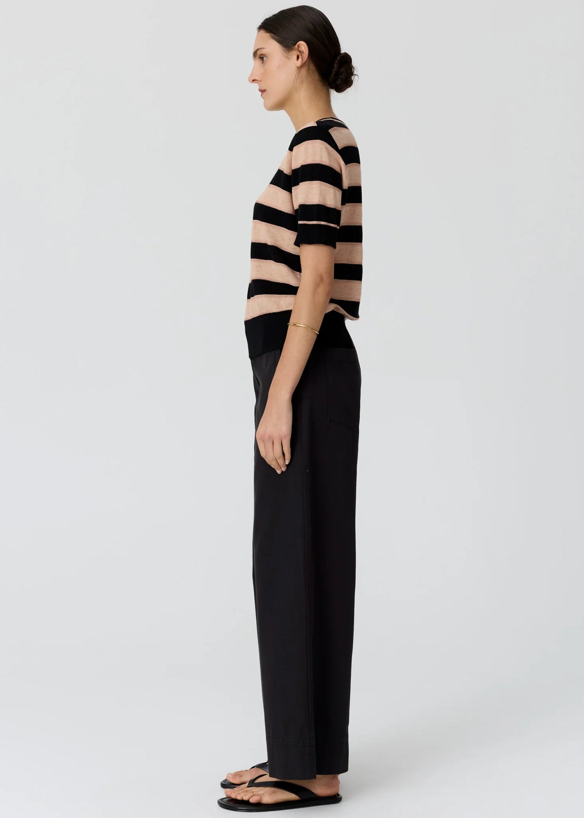 POL Darcey Stripe Knit Tee Black/Pink