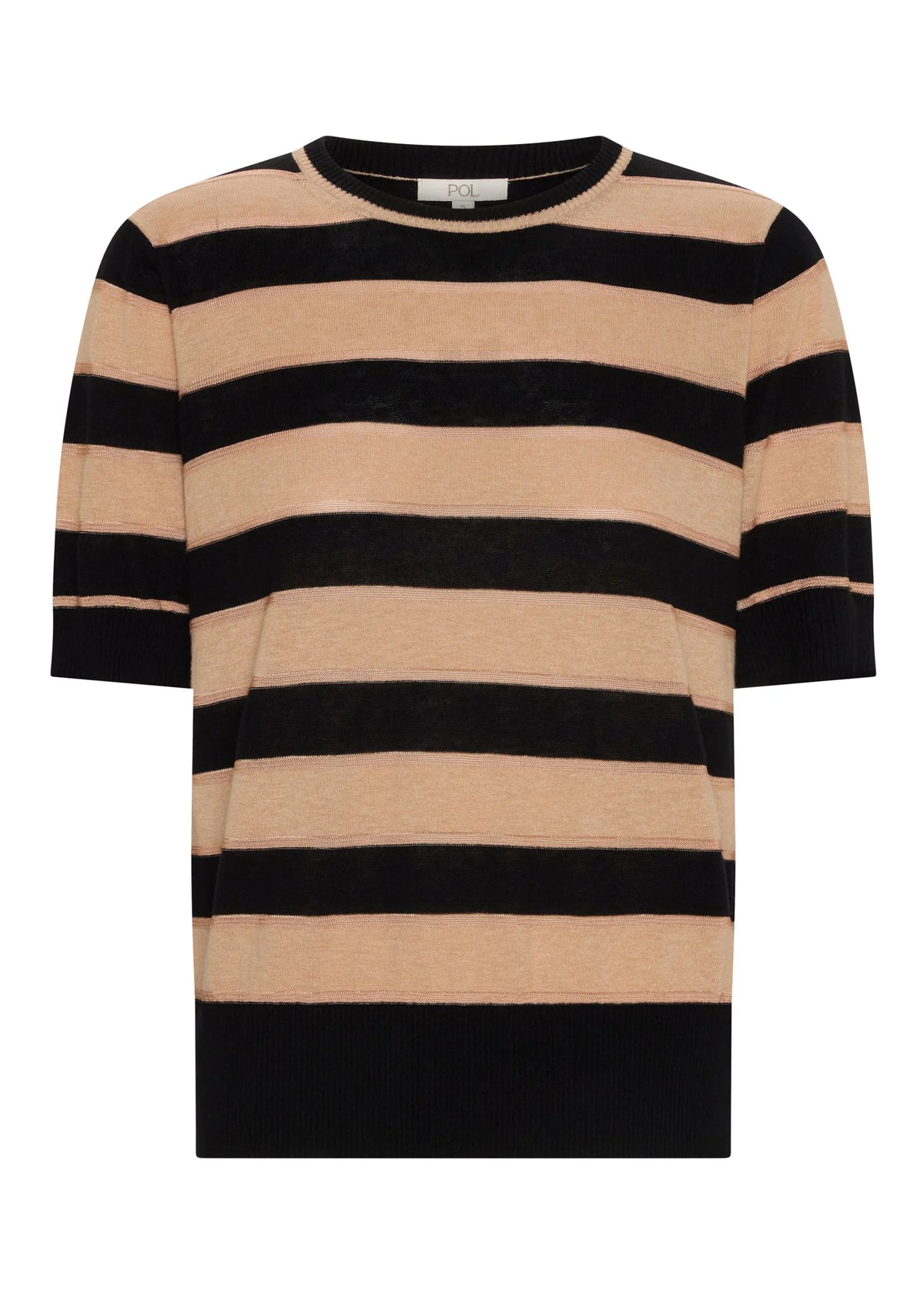 POL Darcey Stripe Knit Tee Black/Pink