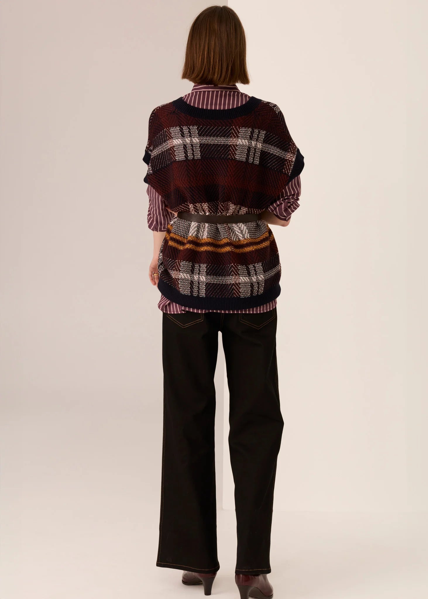 POL Marlon Stripe Shirt Merlot Stripe