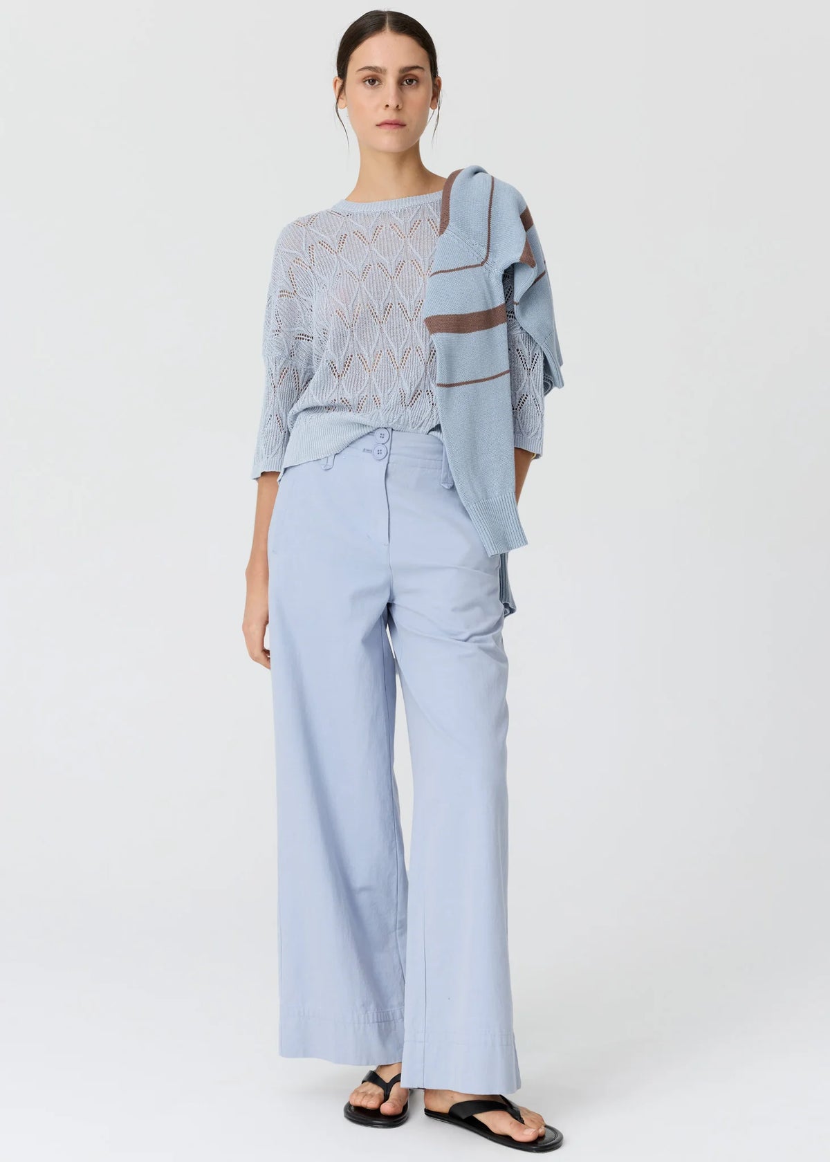 POL Rosin Pointelle Tee Blue