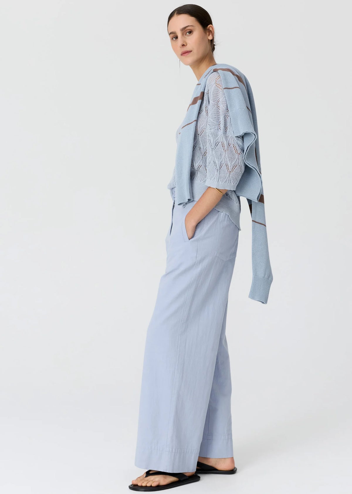 POL Rosin Pointelle Tee Blue