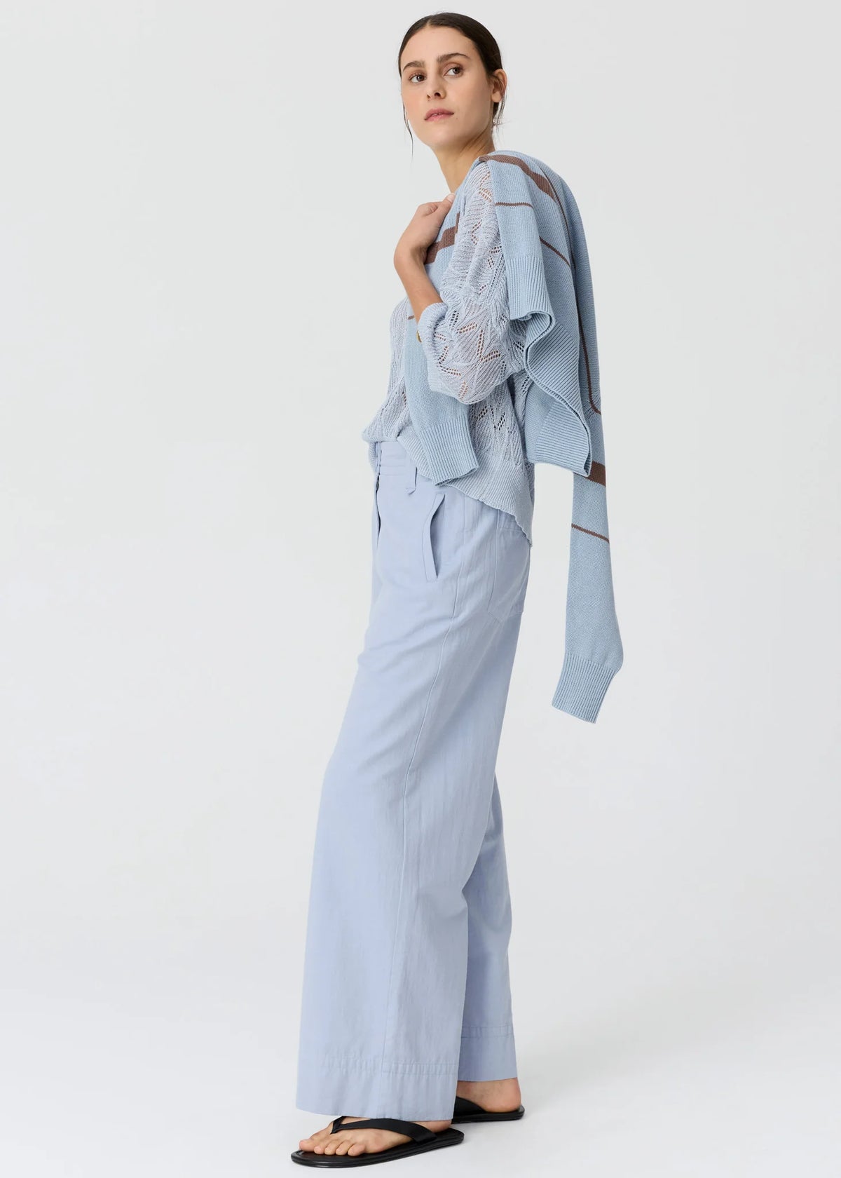 POL Rosin Pointelle Tee Blue