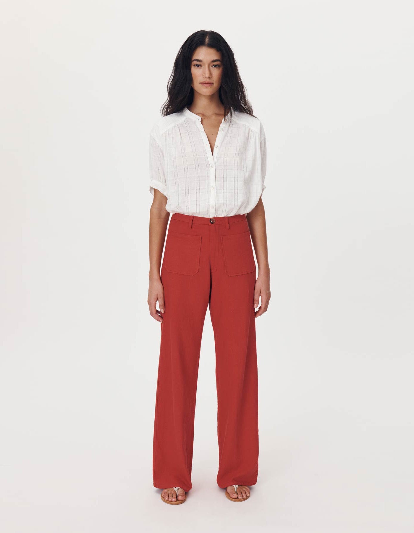 Rowie The Label Paige Linen Pants Apple Red