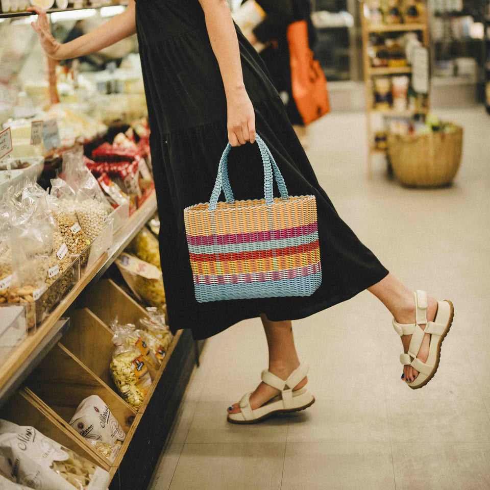 Pali Mira Stripe Basket Medium Aqua