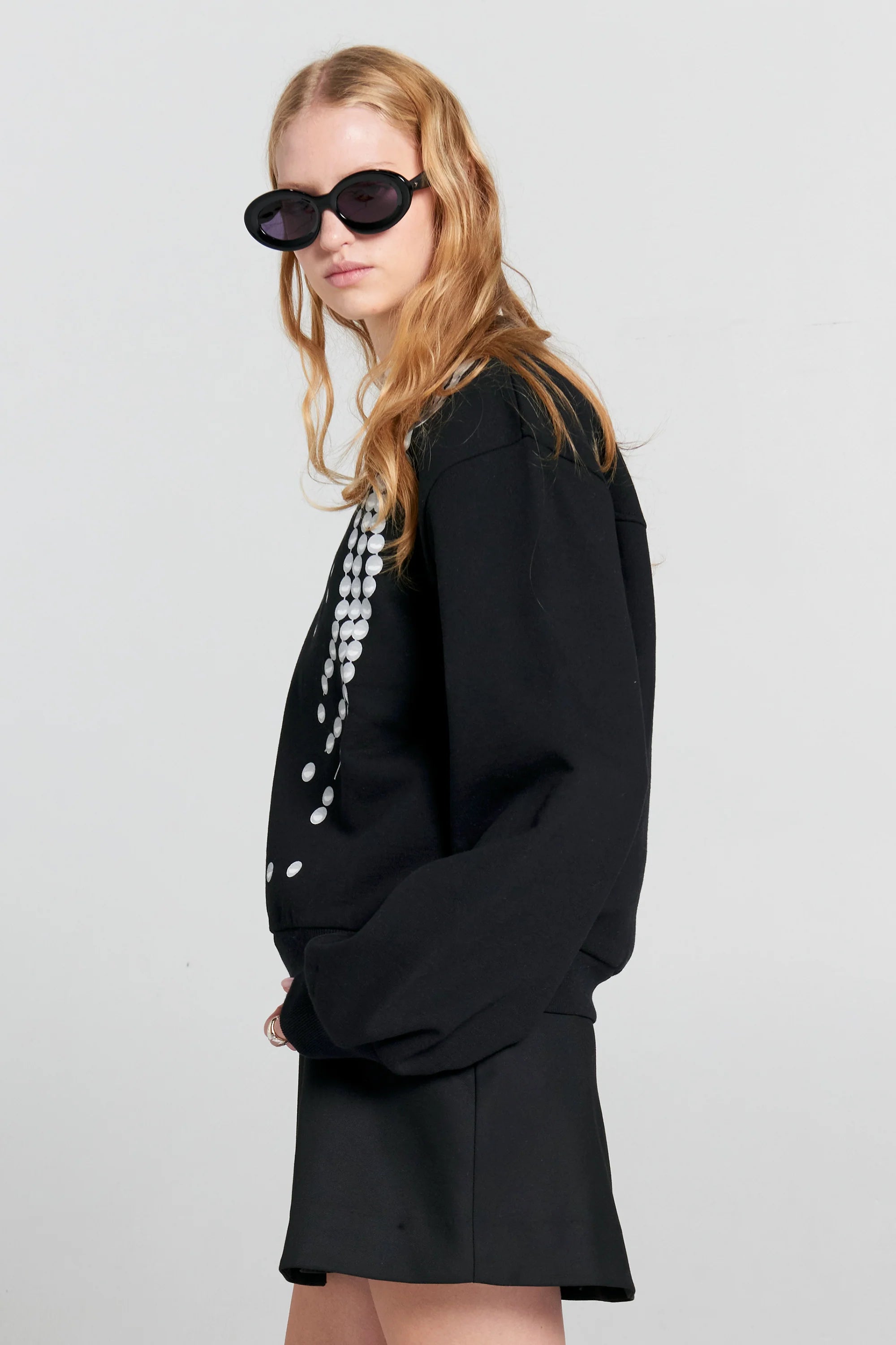 Karen Walker Broken Pearls Crewneck Sweatshirt Black