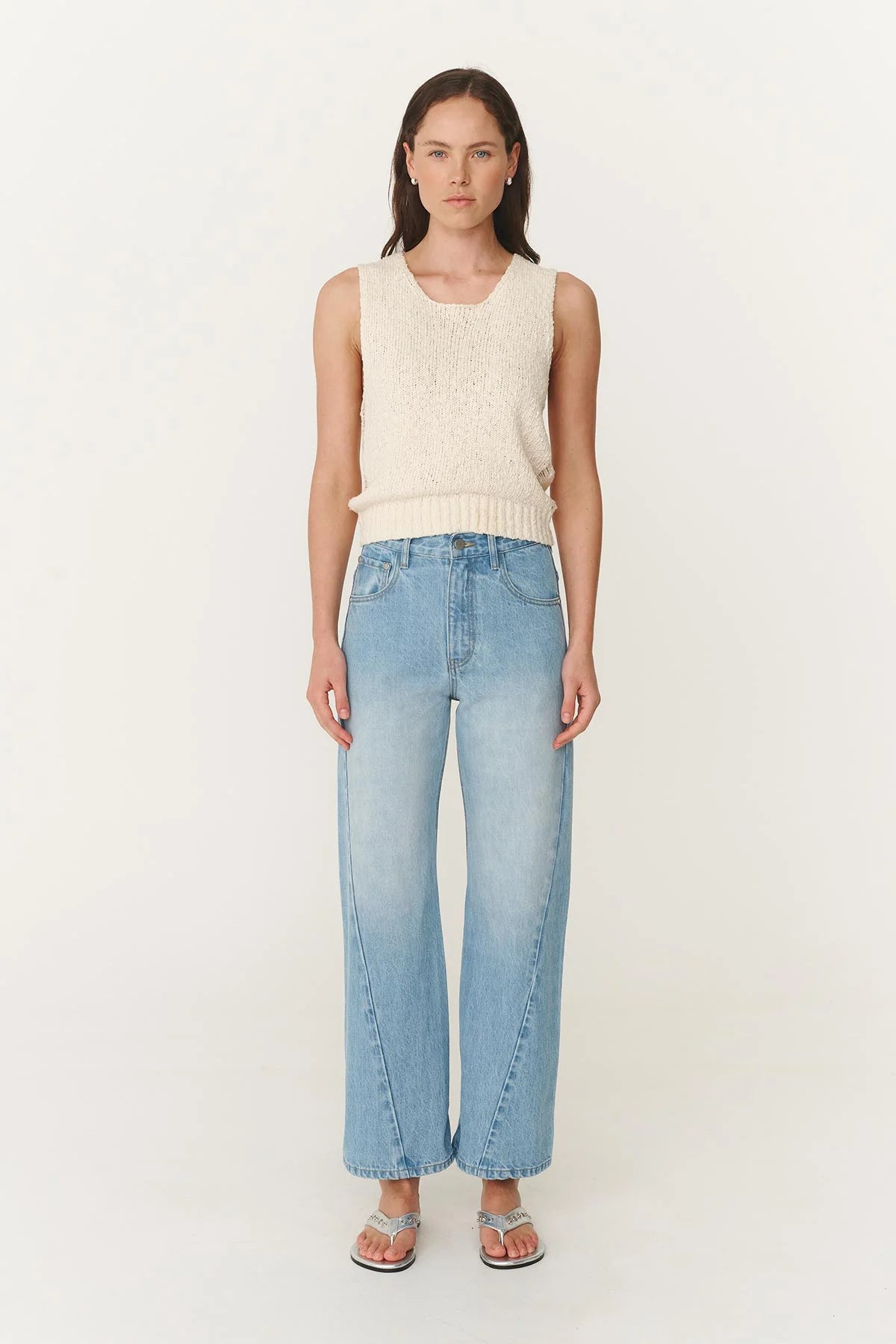 Rowie The Label Percy Curve Seam Jeans Faded Blue