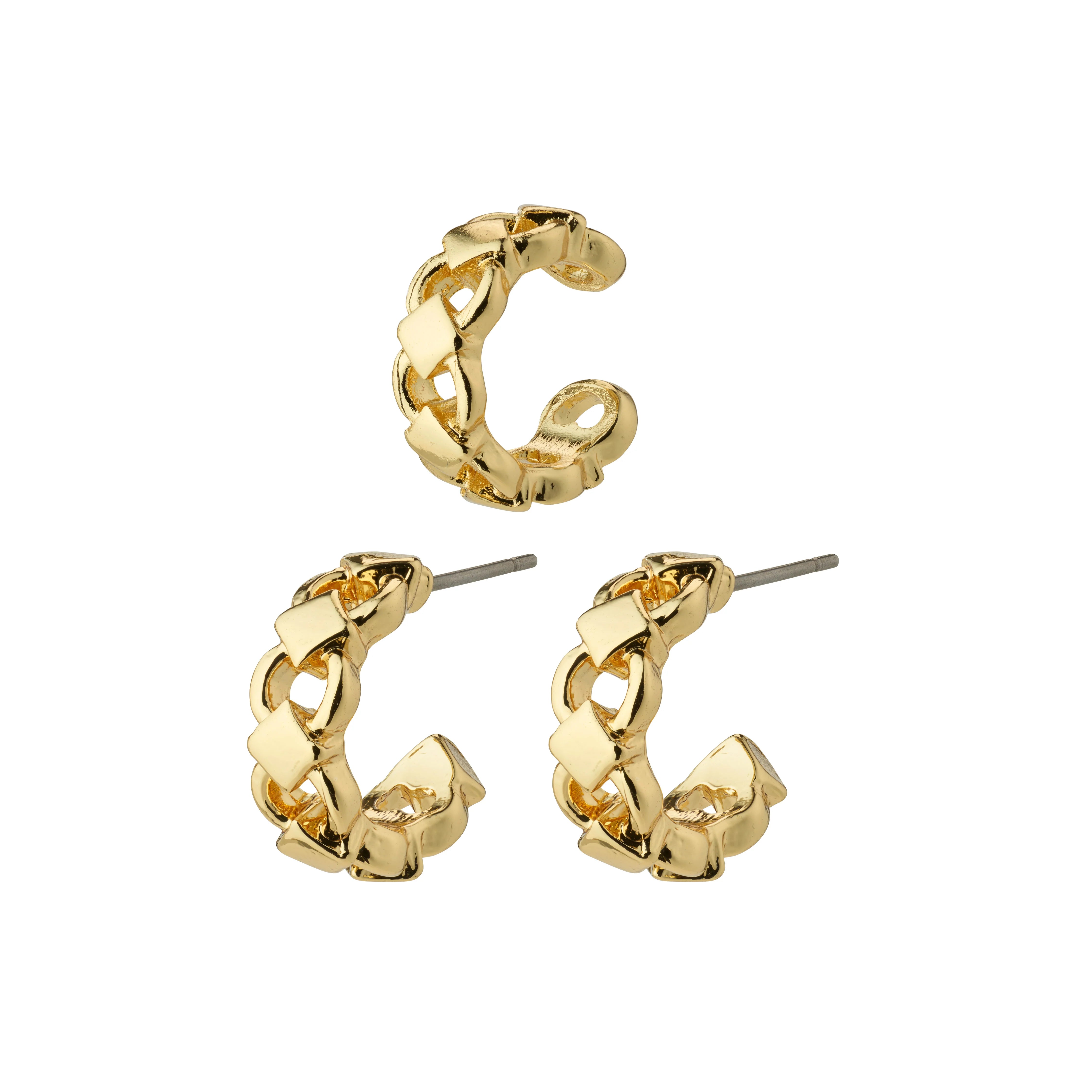 Pilgrim Desiree Recycled Hoop and Cuff Earrings - Gold