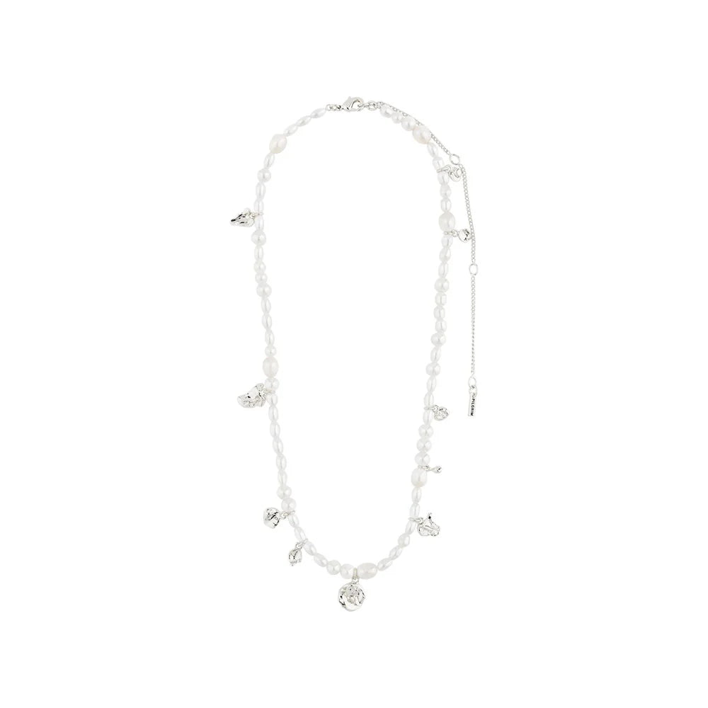 Pilgrim Intent Pearl Necklace - White - Silver