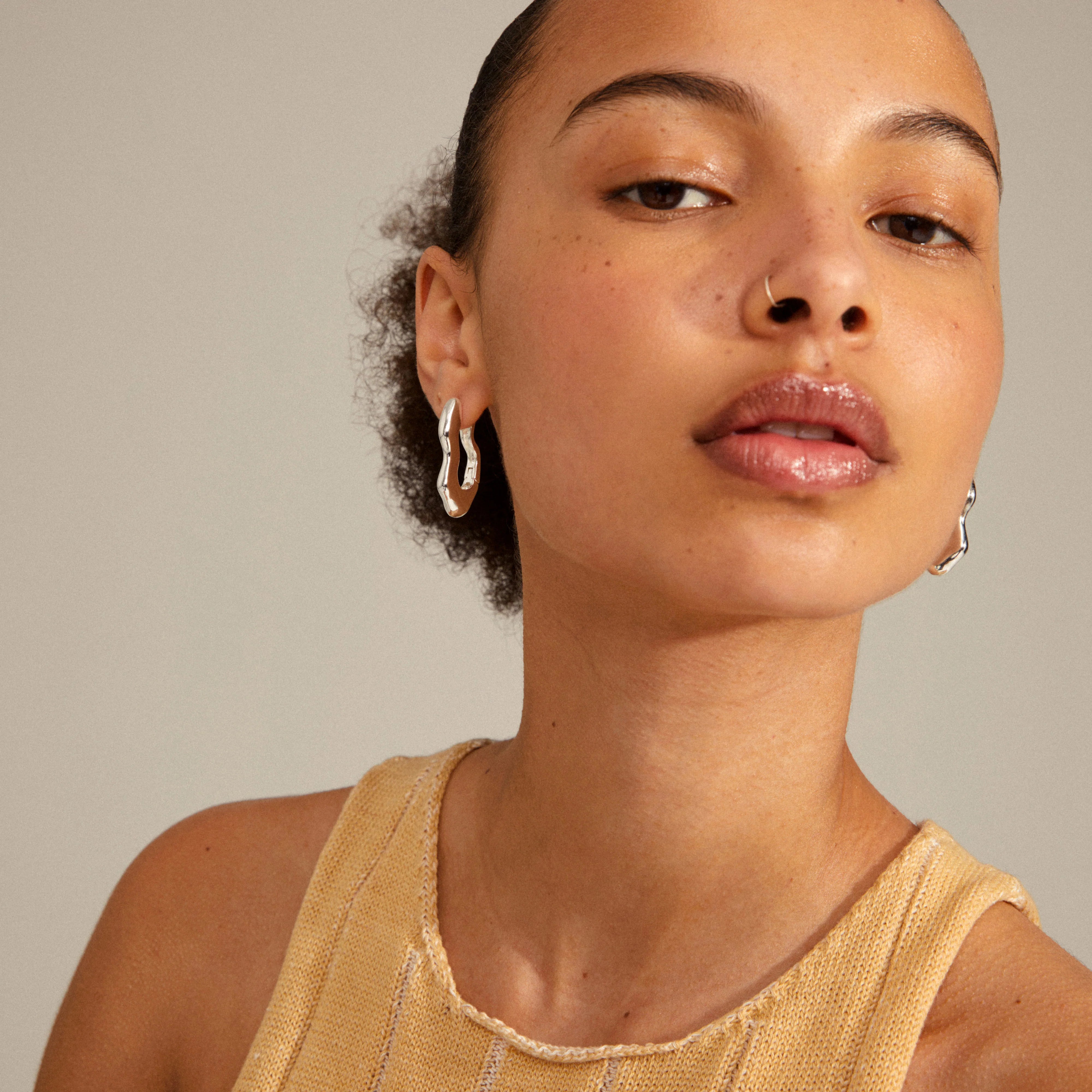 Pilgrim Loulia Recycled Wavy Earrings Silver