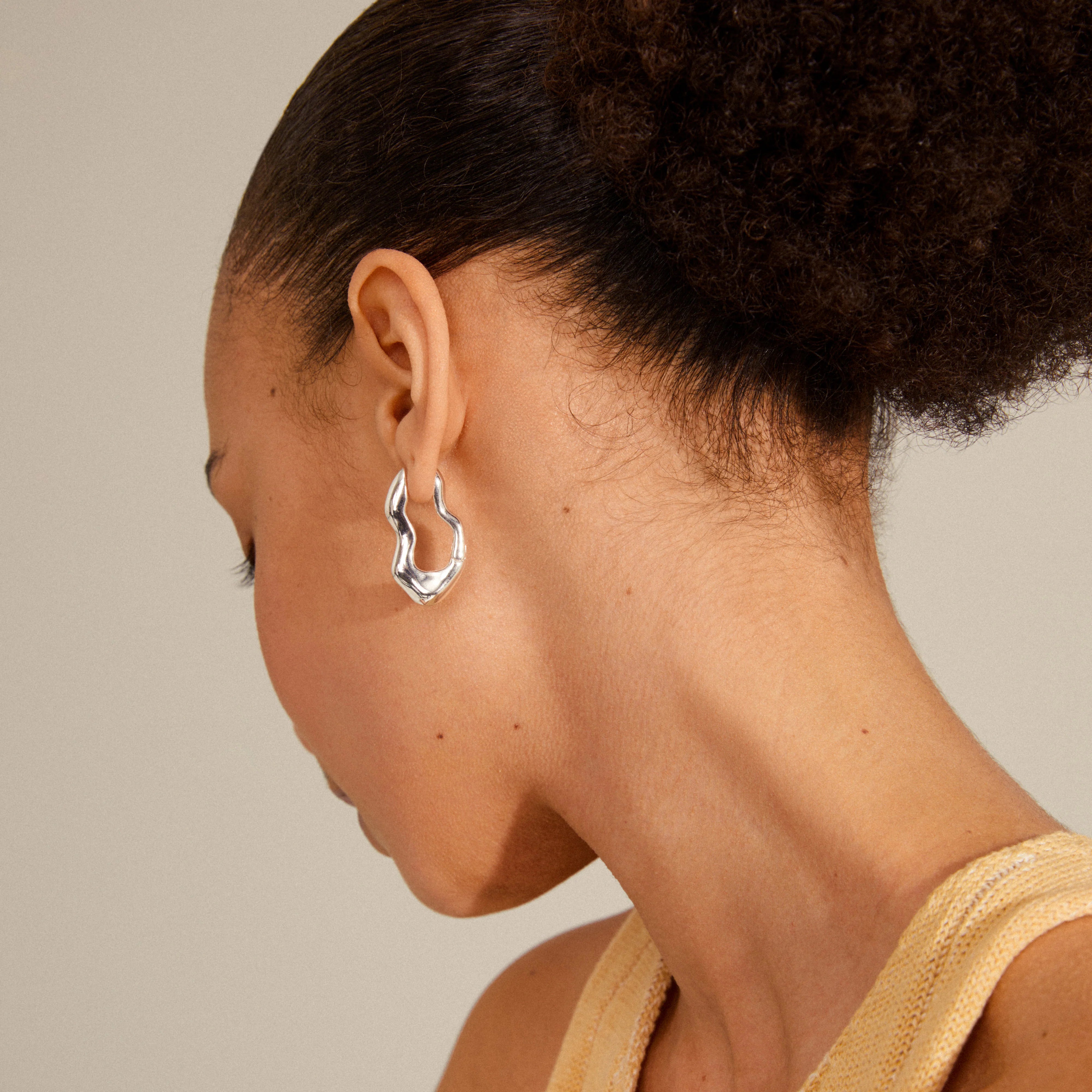 Pilgrim Loulia Recycled Wavy Earrings Silver