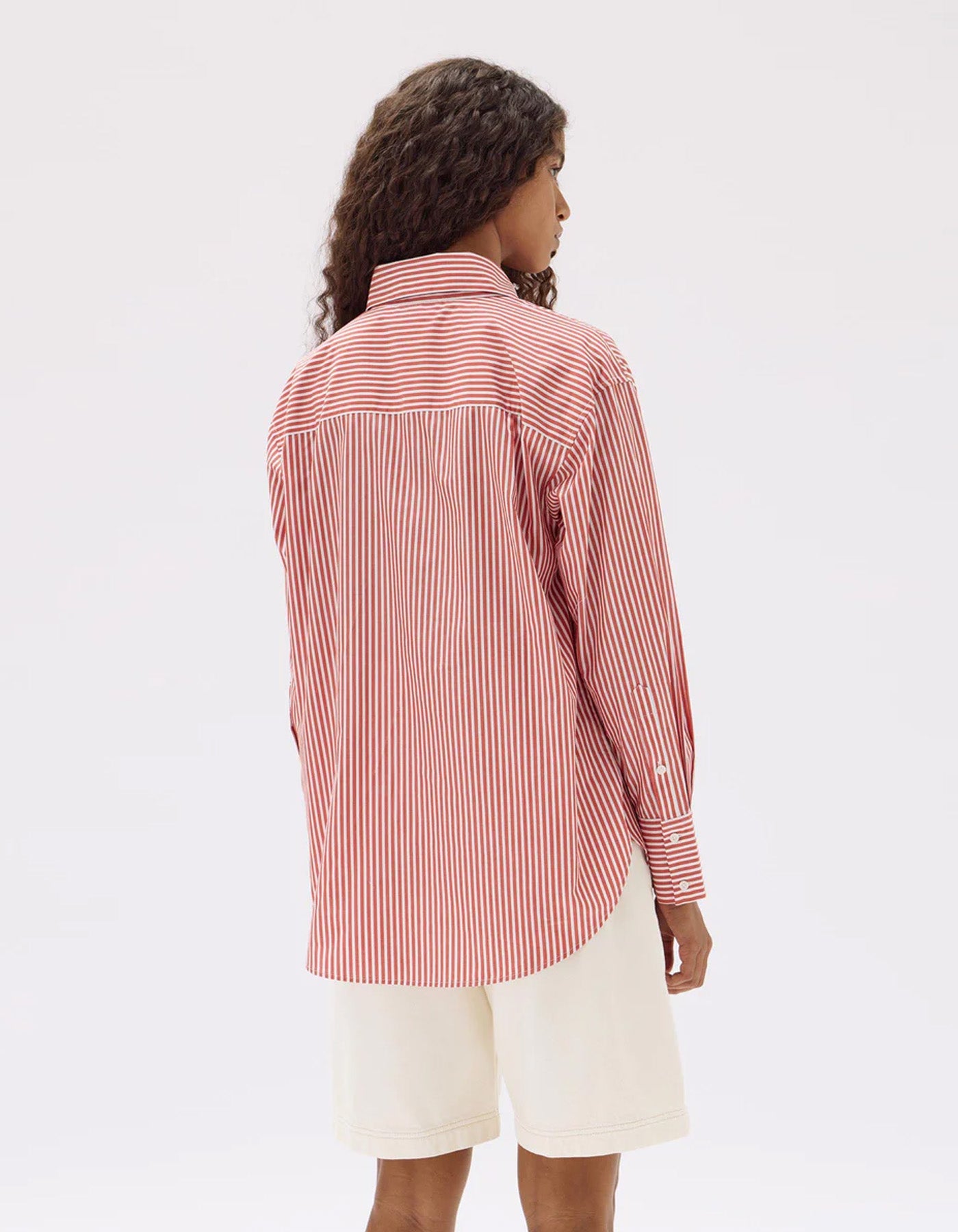 Assembly Label Signature Poplin Shirt Papaya/White Stripe