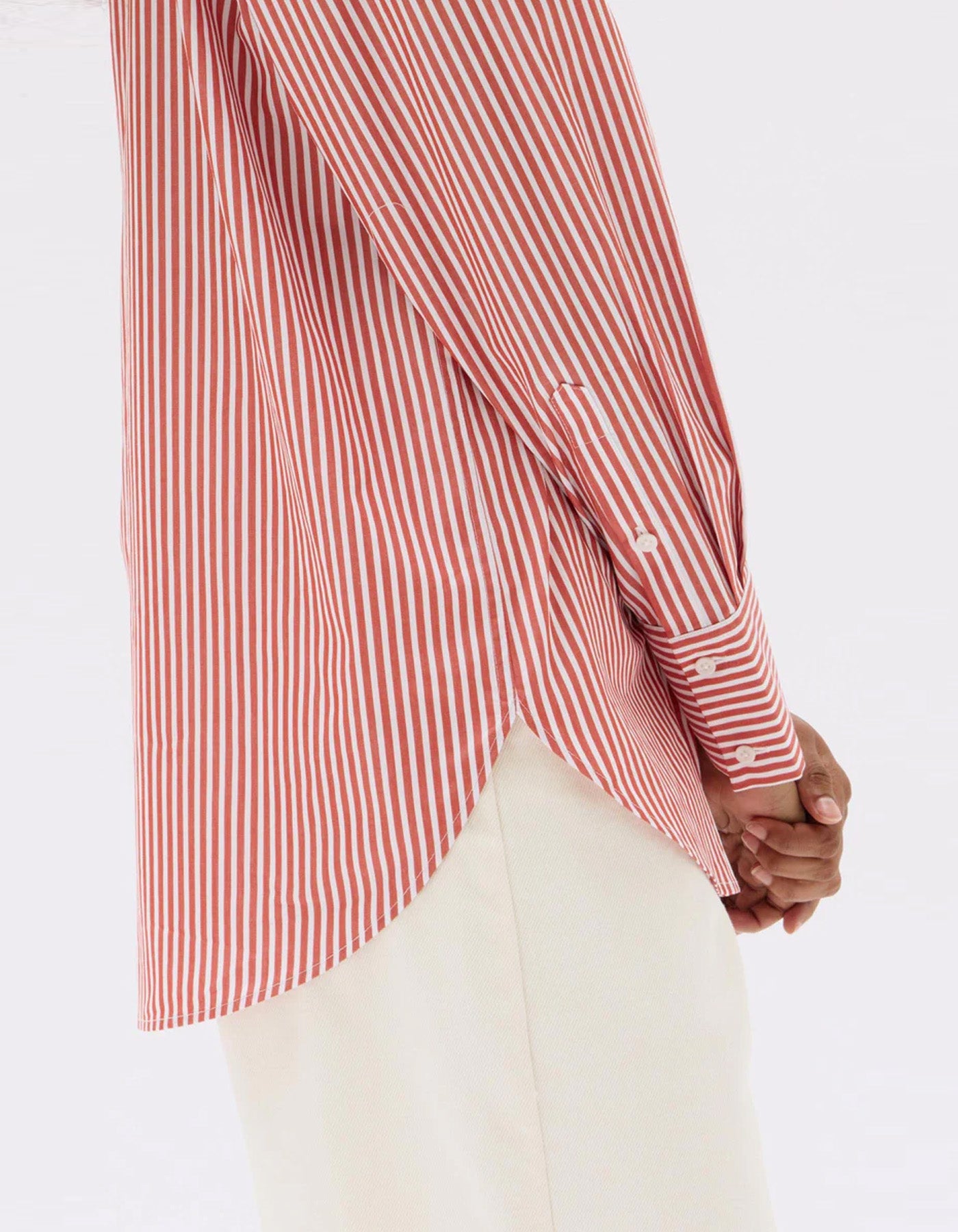 Assembly Label Signature Poplin Shirt Papaya/White Stripe