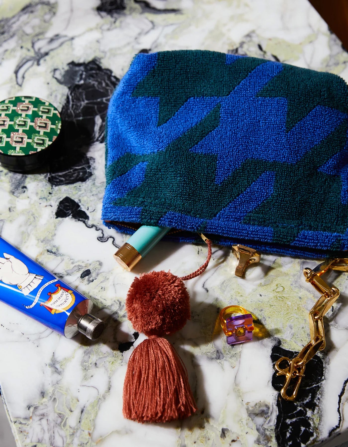 Sage x Clare Vinita Terry Pouch - Lapis Small