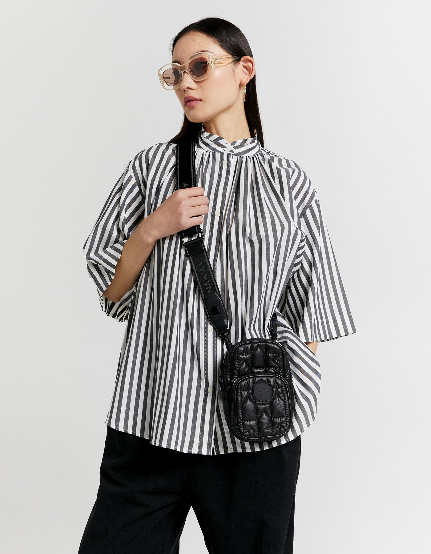 Karen Walker Monogram Quilted Mini Bag Black