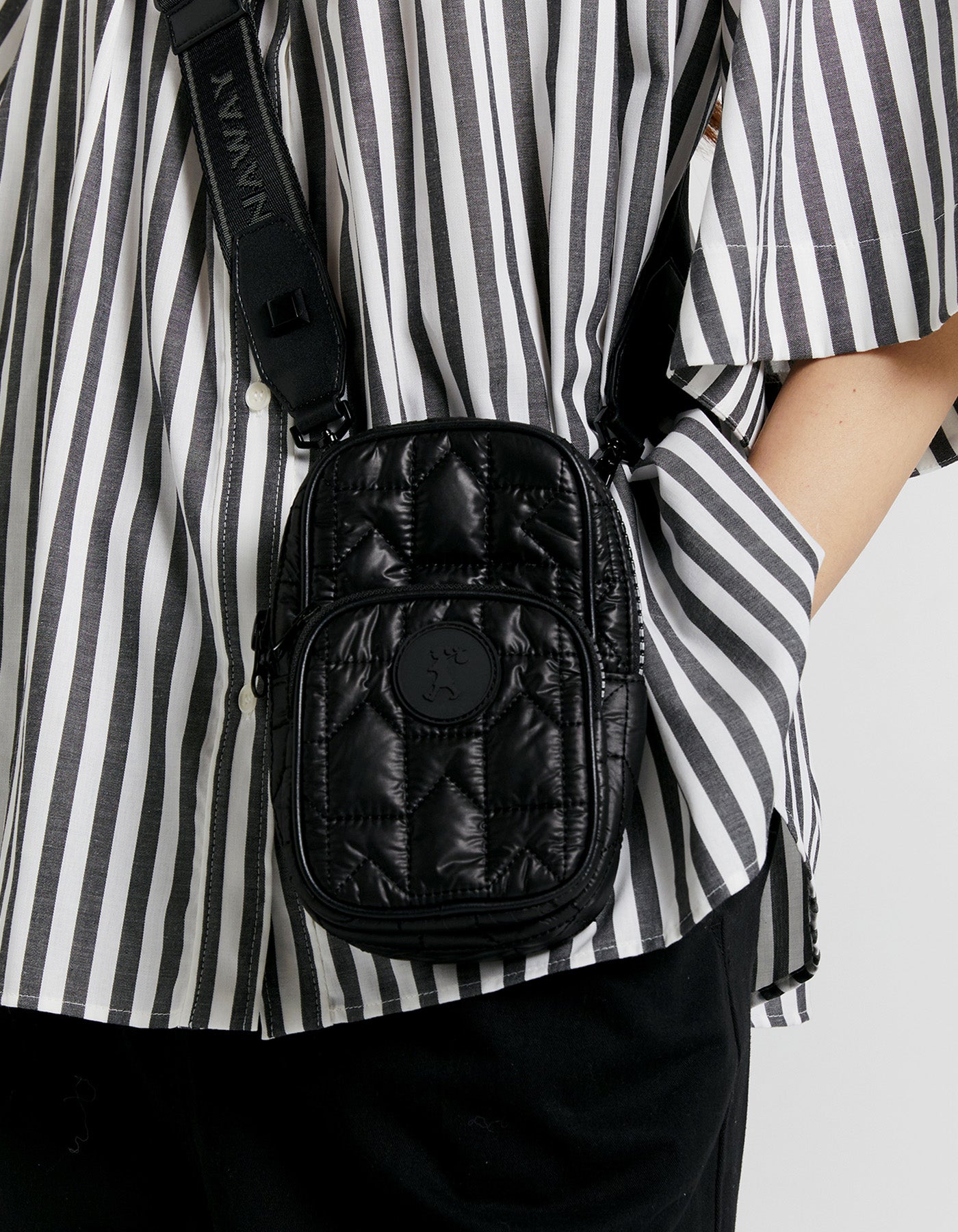 Karen Walker Monogram Quilted Mini Bag Black