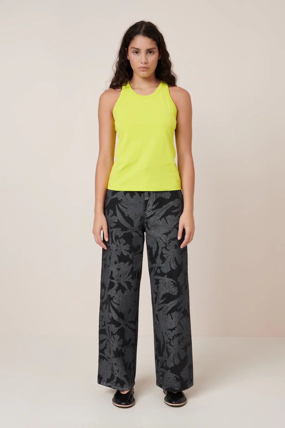 Kowtow Racer Back Singlet Fluro Yellow