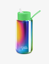 Frank Green 34oz Limited Edition Rainbow Ceramic Bottle with Neon Green Straw Lid Limited Edition