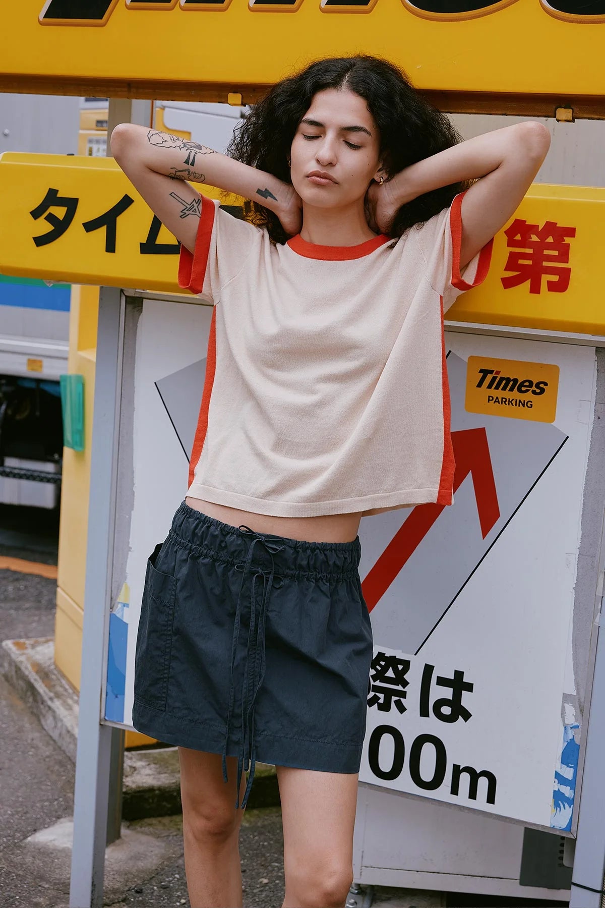 Rowie The Label Contrast Knit Tee Spiced Latte