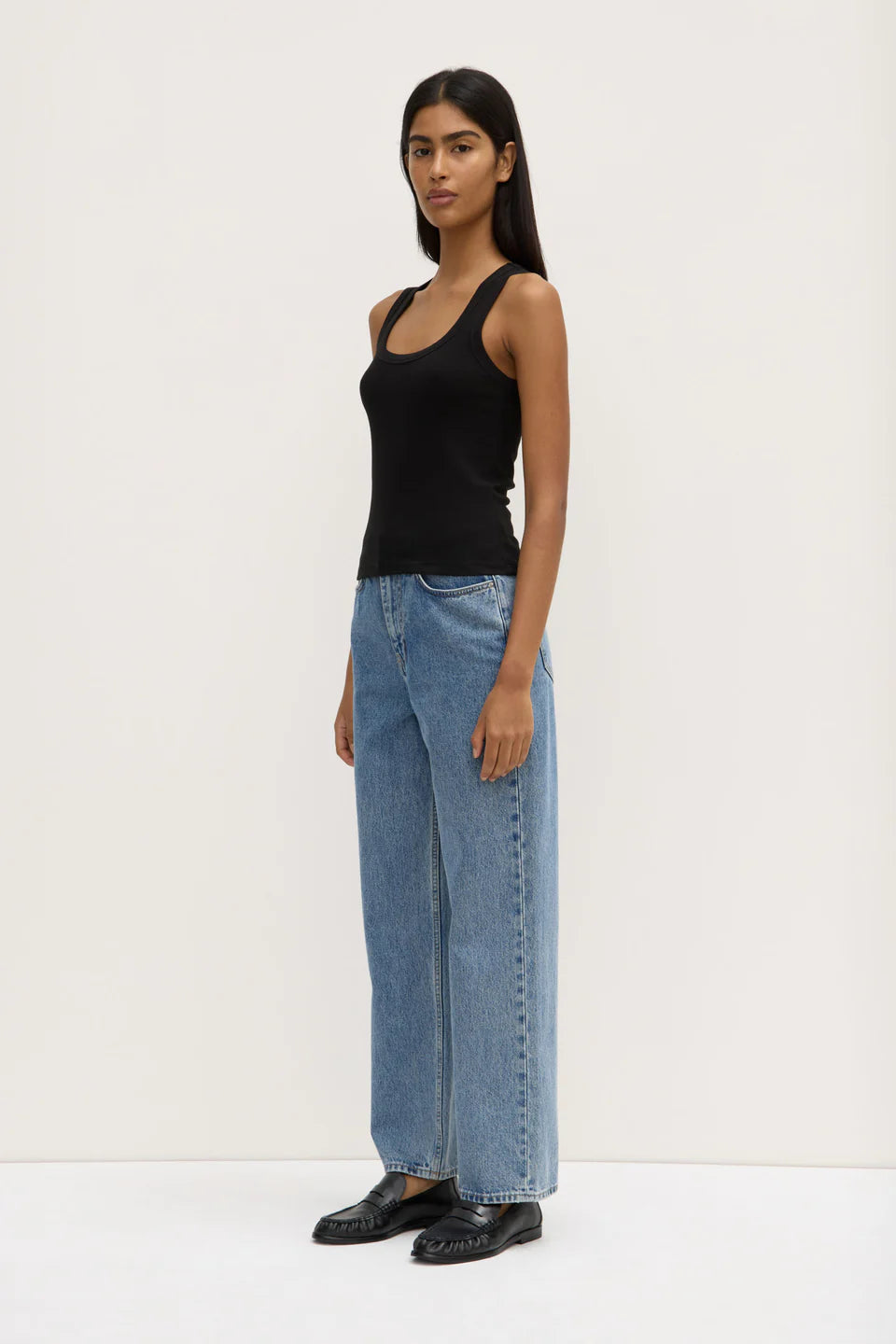 Assembly Label Robyn Scoop Neck Rib Tank- Black