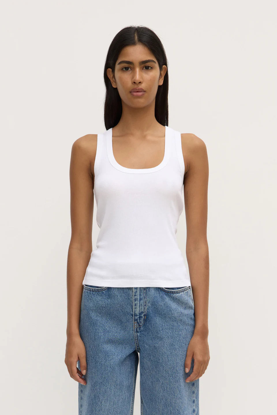 Assembly Label Robyn Scoop Neck Rib Tank - White