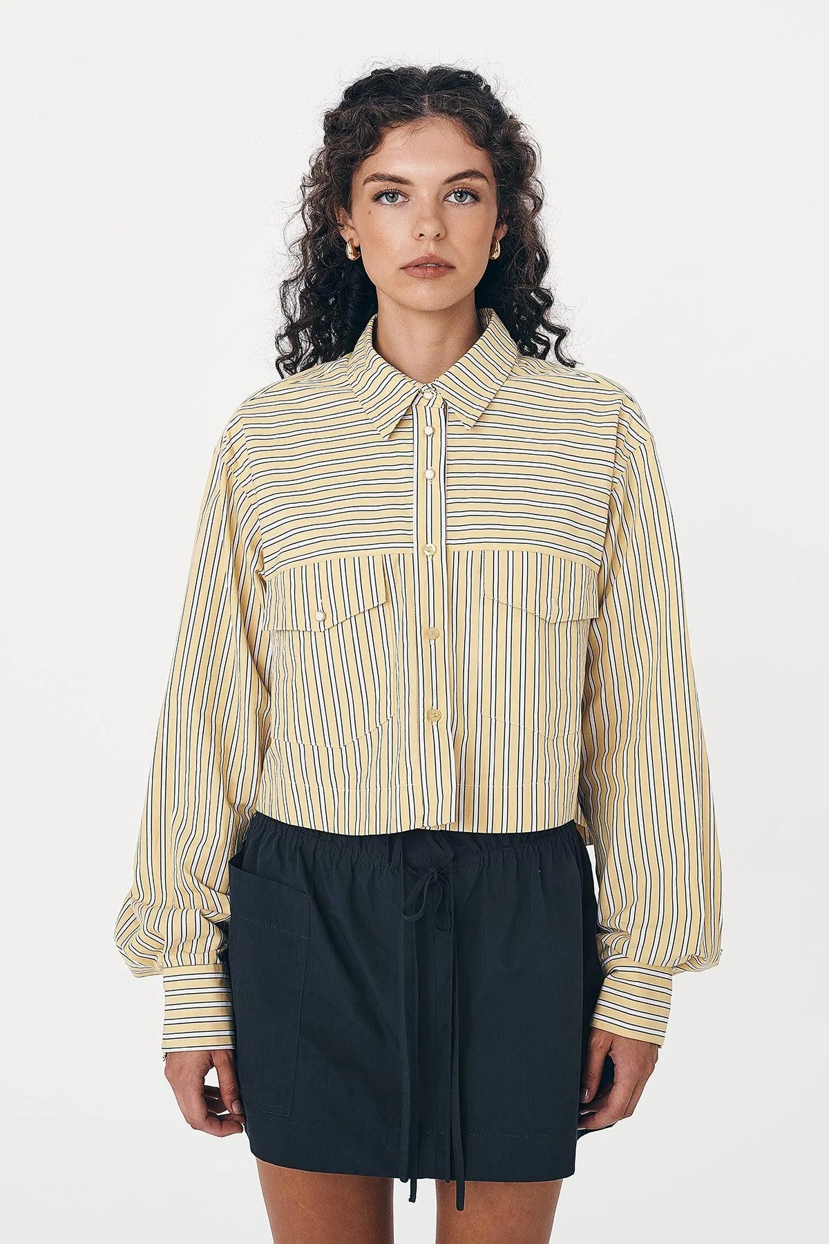 Rowie Cole Stripe Crop Shirt Sunflower
