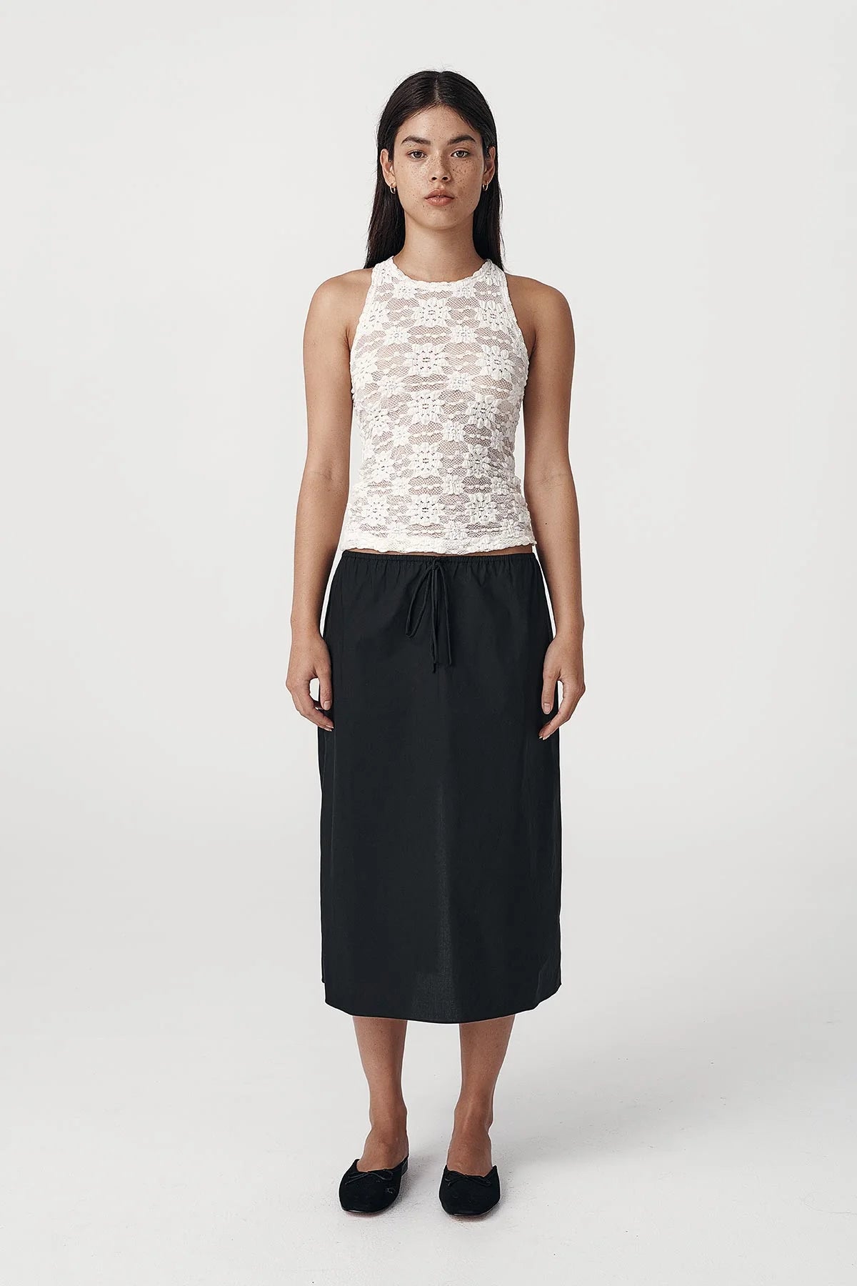 Rowie The Label Emmy Organic Midi Skirt Noir