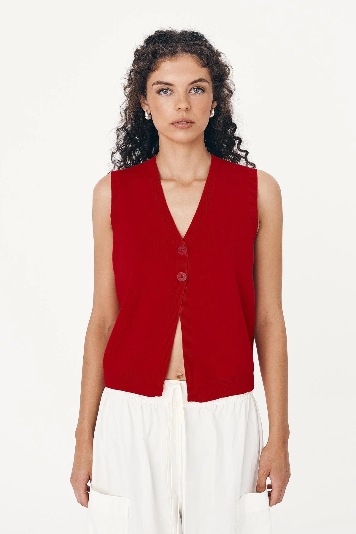 Rowie The Label Goldie Knit Vest Candy Red