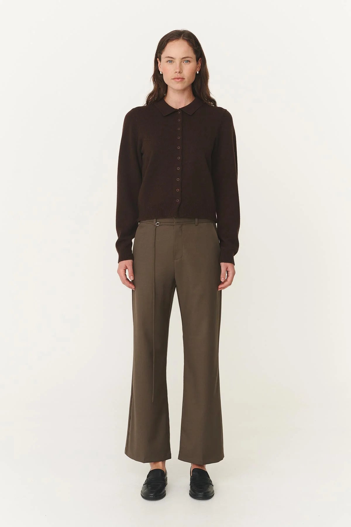 Rowie The Label Marin Wool Suit Pants Chestnut