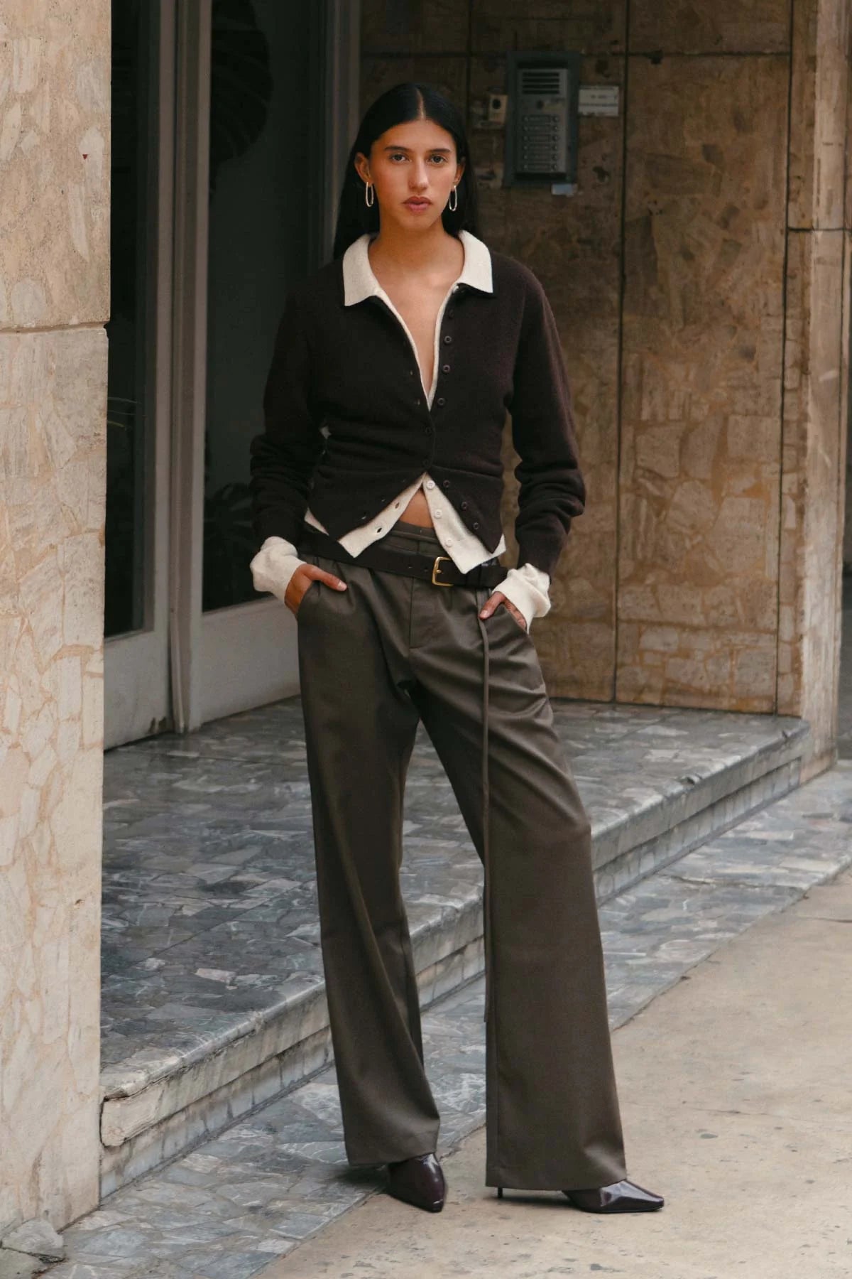 Rowie The Label Marin Wool Suit Pants Chestnut