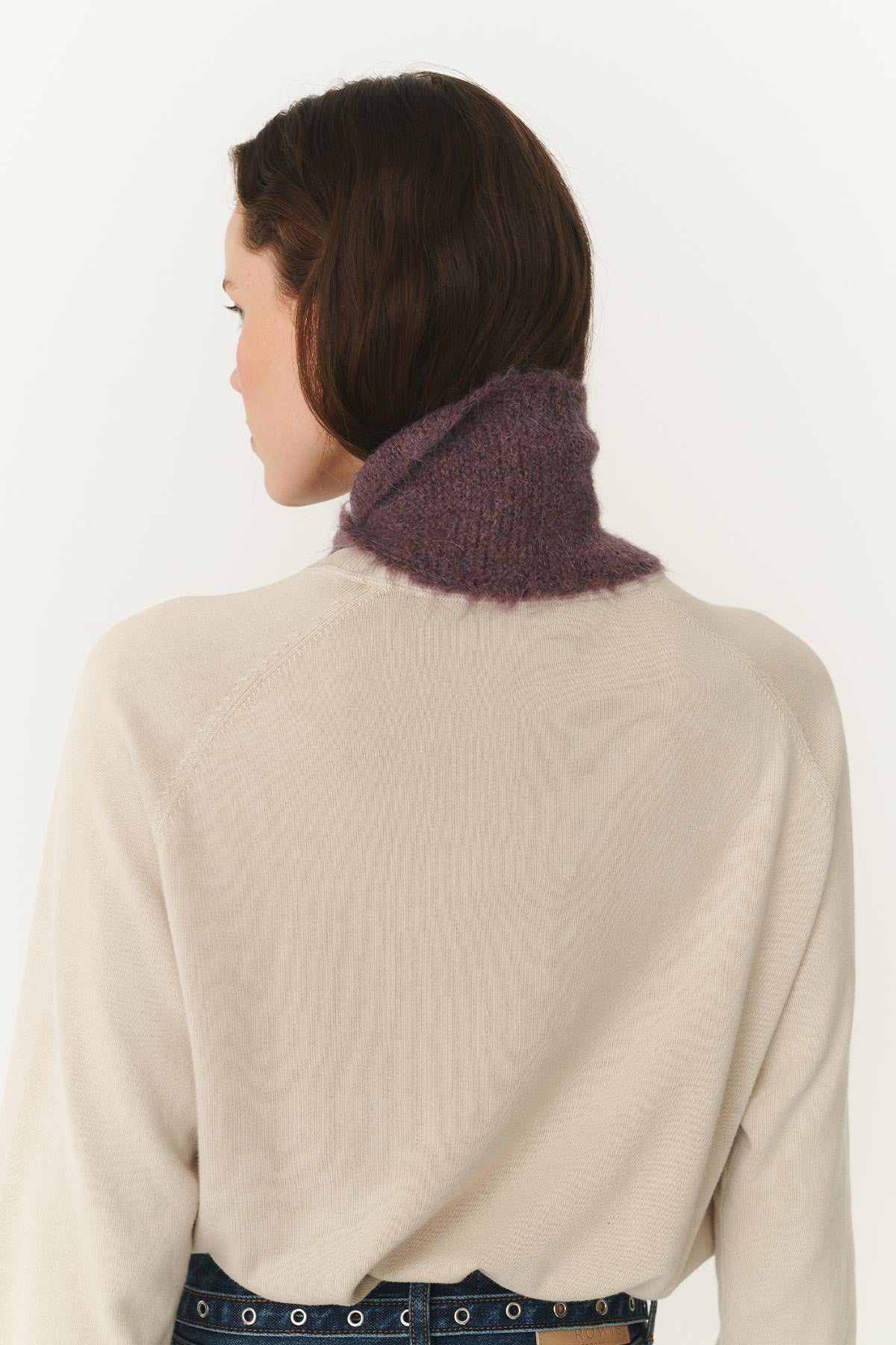 Rowie The Label Noa Knit Neckerchief Scarf Aubergine Marle