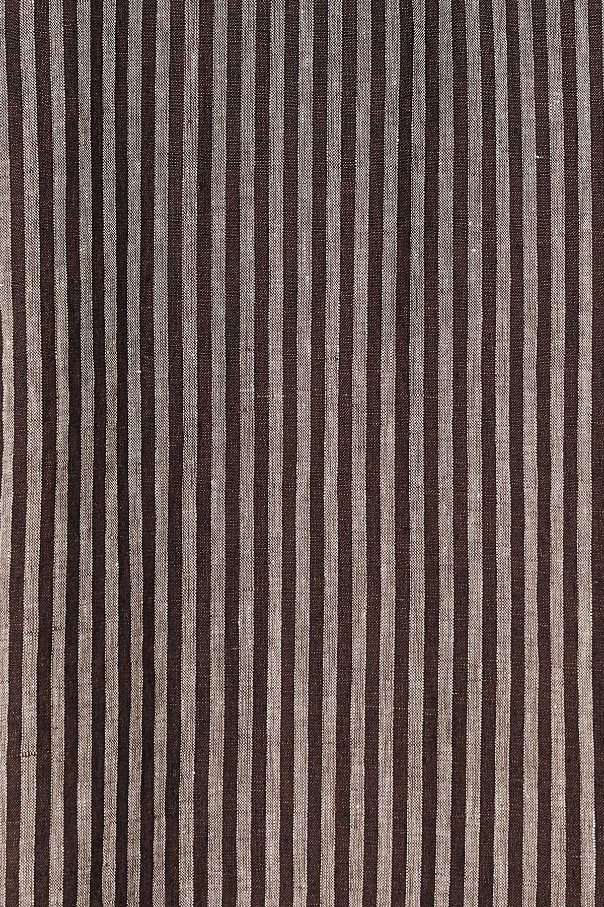 Rowie The Label Ramona Linen Long Sleeve Shirt Brown Stripe