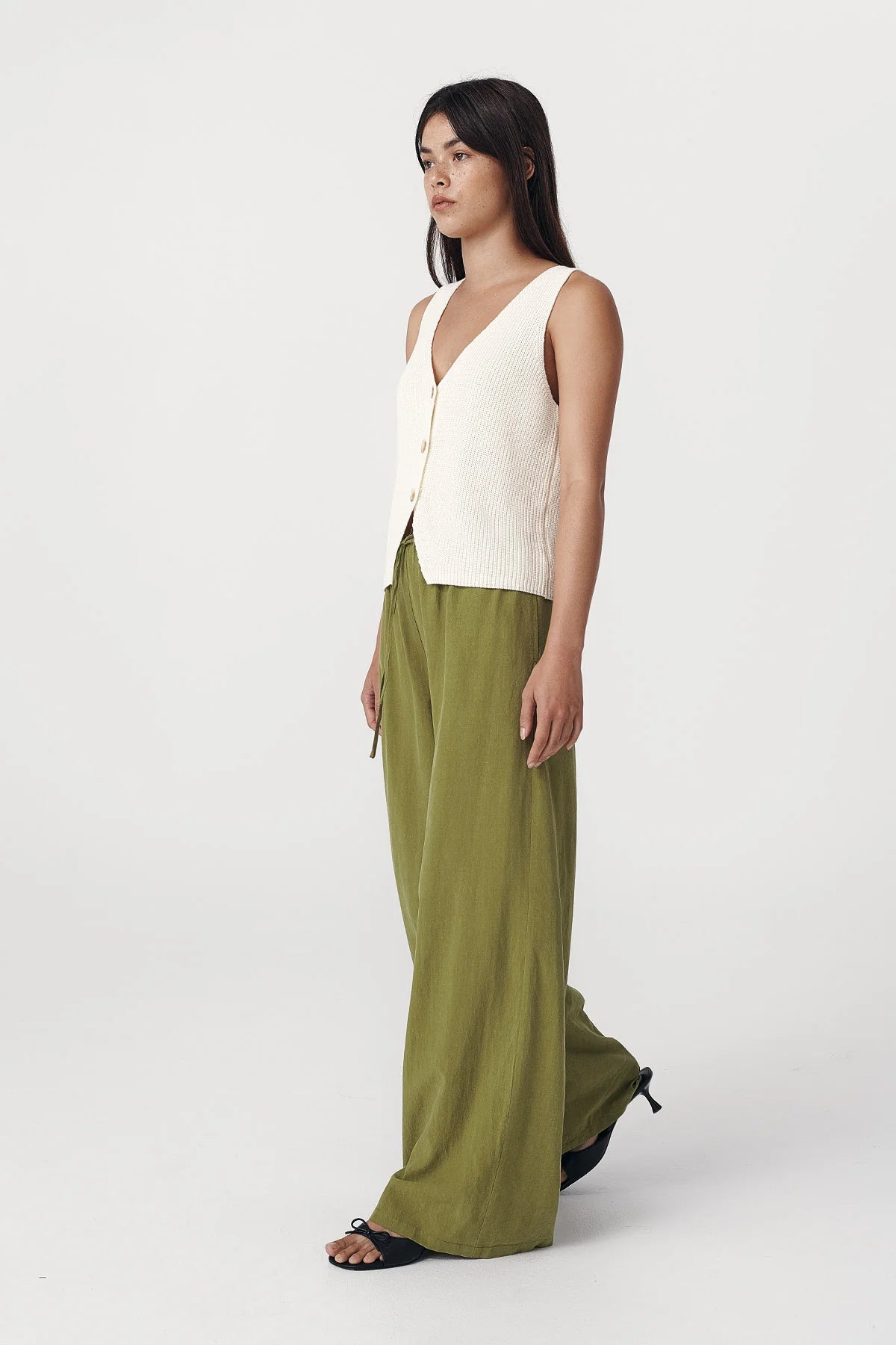 Rowie The Label Tia Palazzo Pants Palm Green