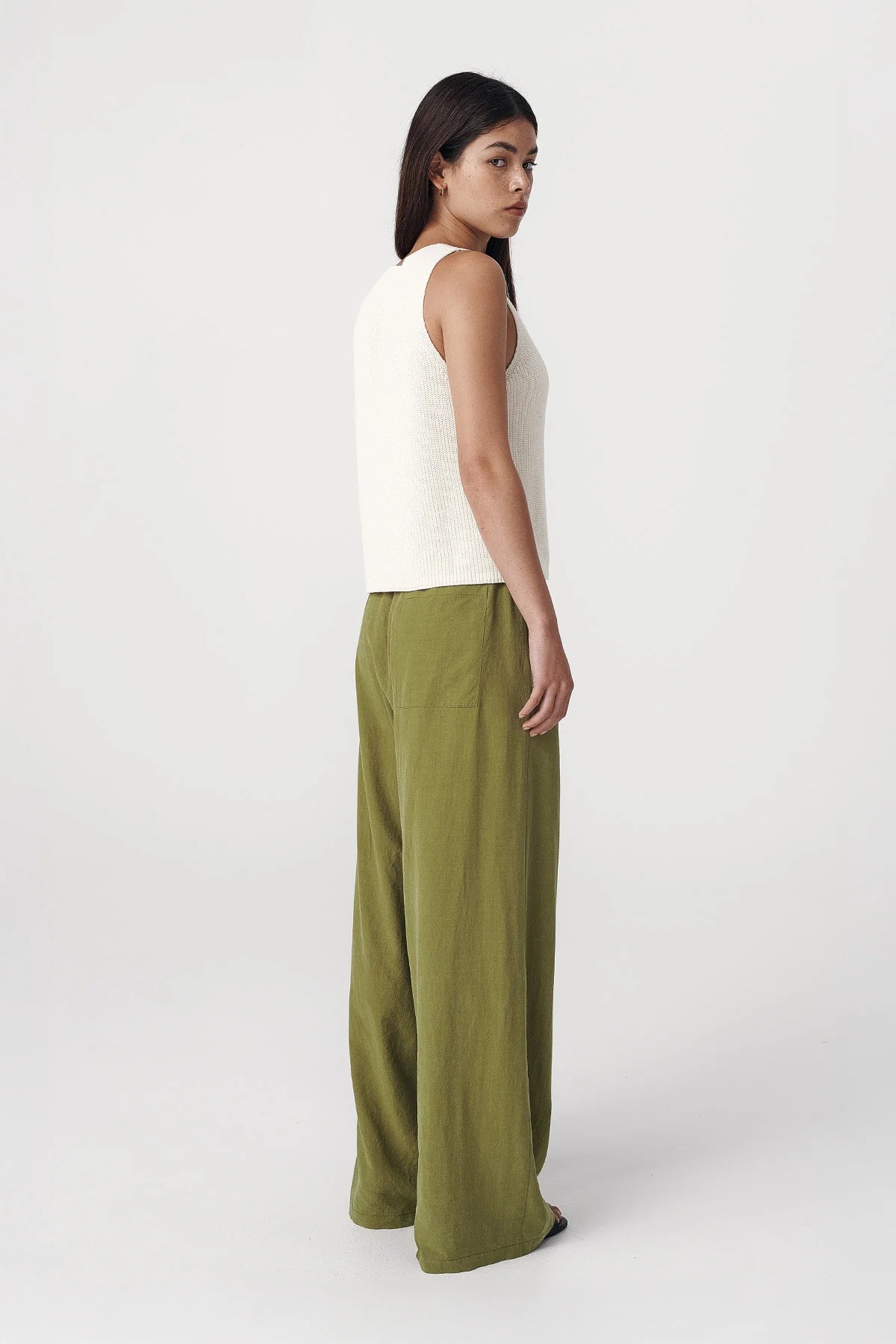 Rowie The Label Tia Palazzo Pants Palm Green