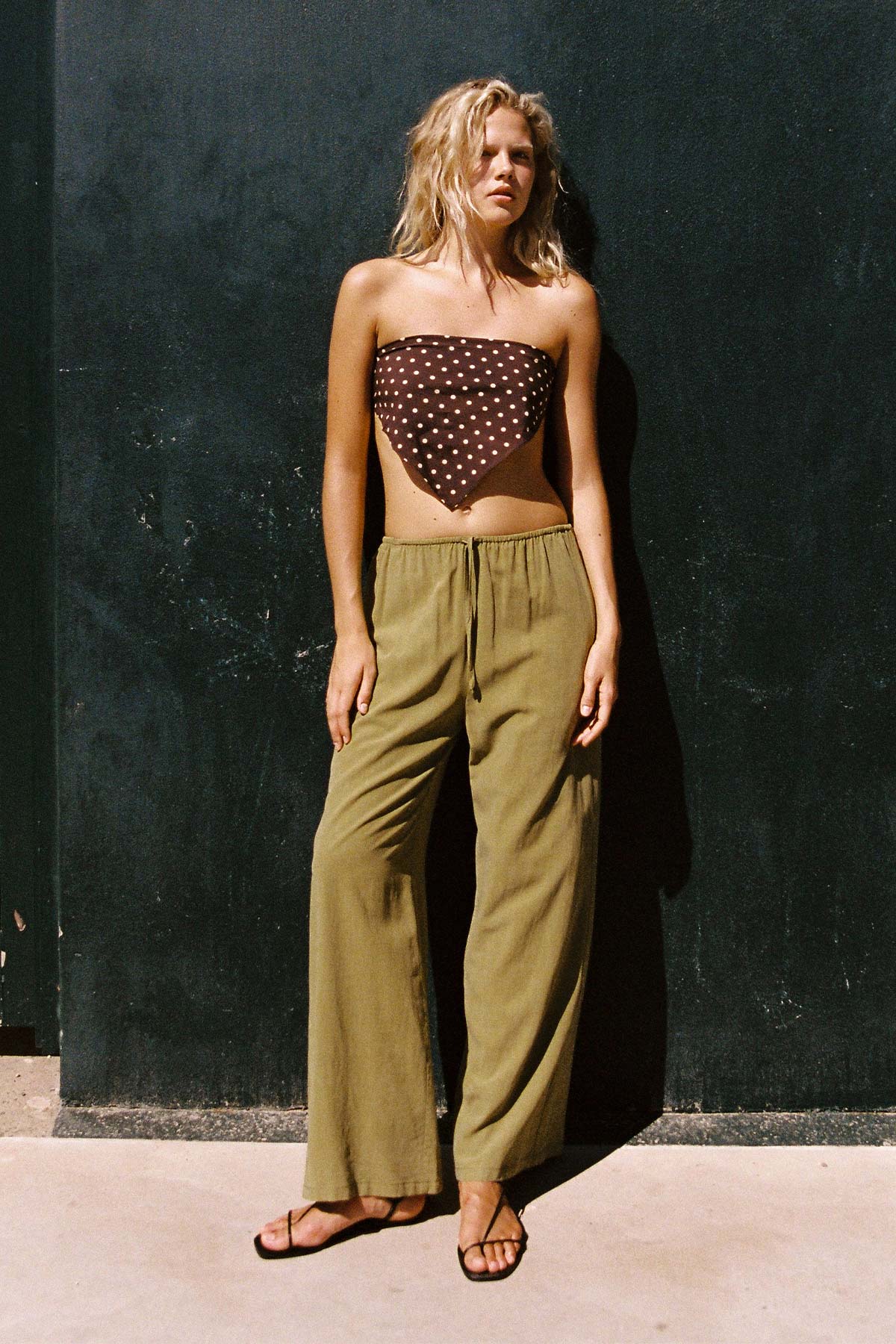 Rowie The Label Tia Palazzo Pants Palm Green
