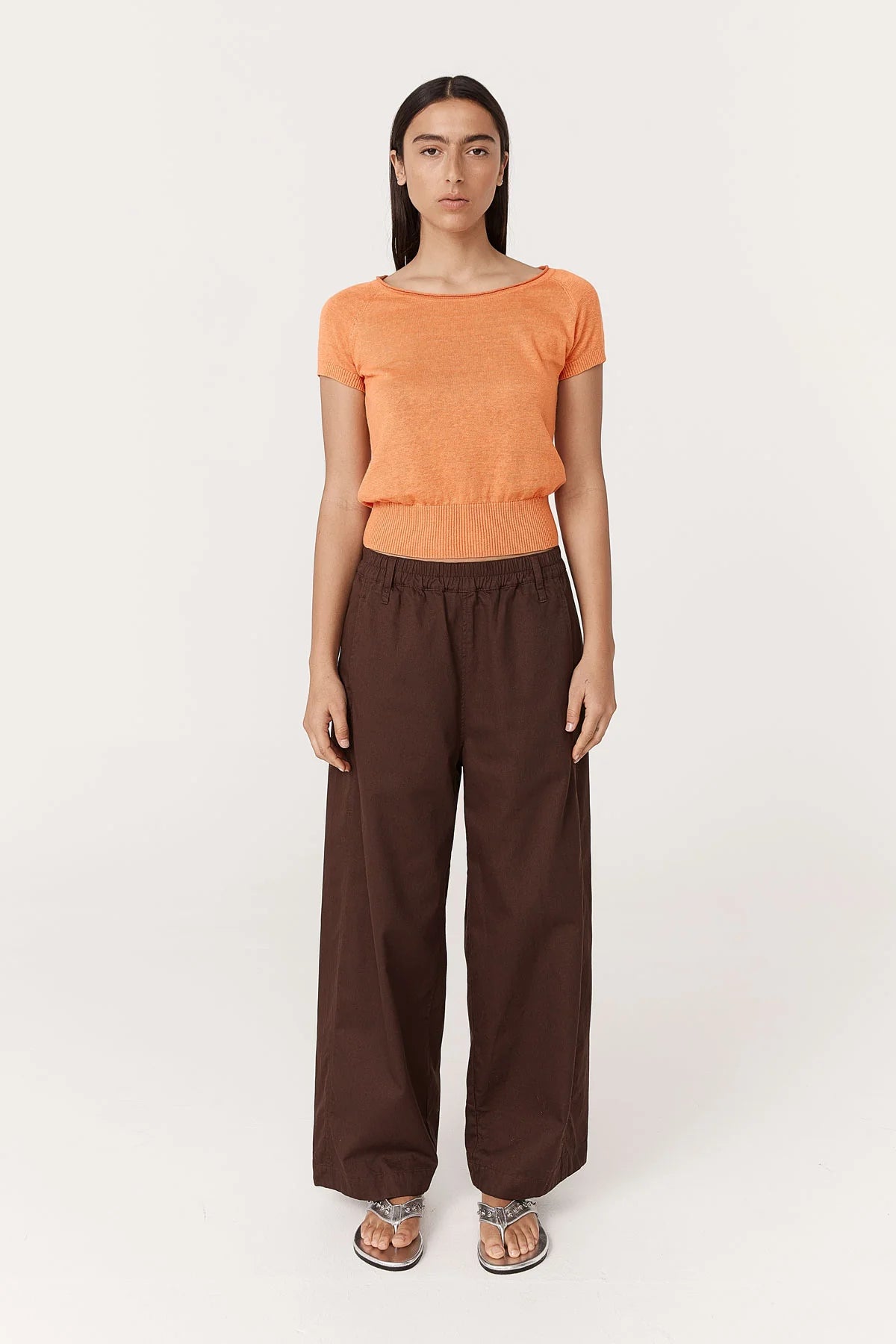 Rowie The label Maryanne Barrel Leg Pants Chocolate Brown
