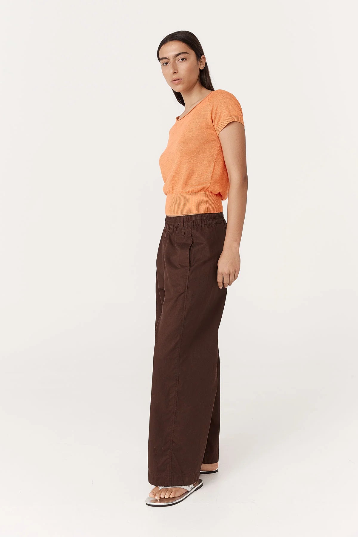Rowie The label Maryanne Barrel Leg Pants Chocolate Brown
