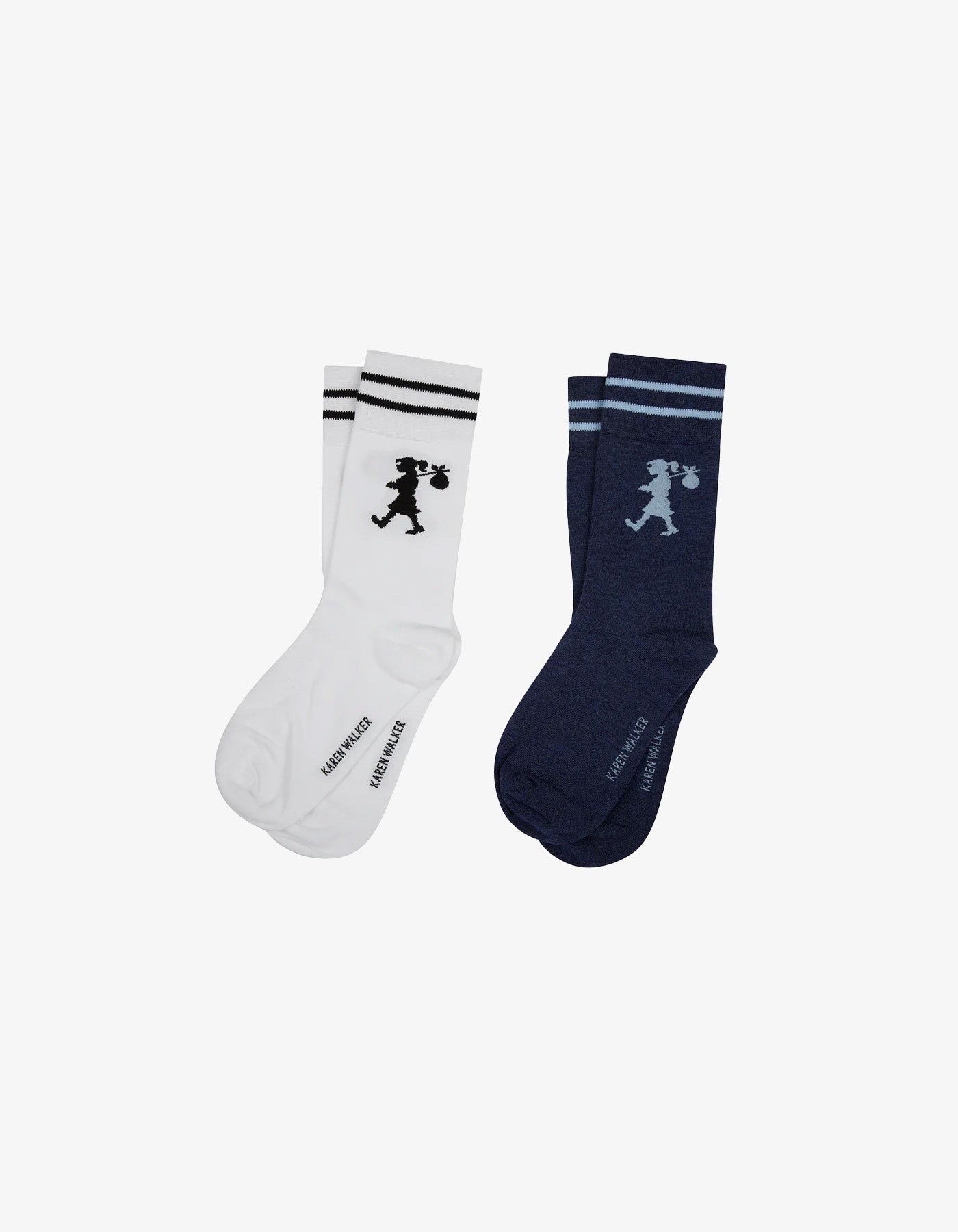 Karen Walker Runaway Socks Denim/White