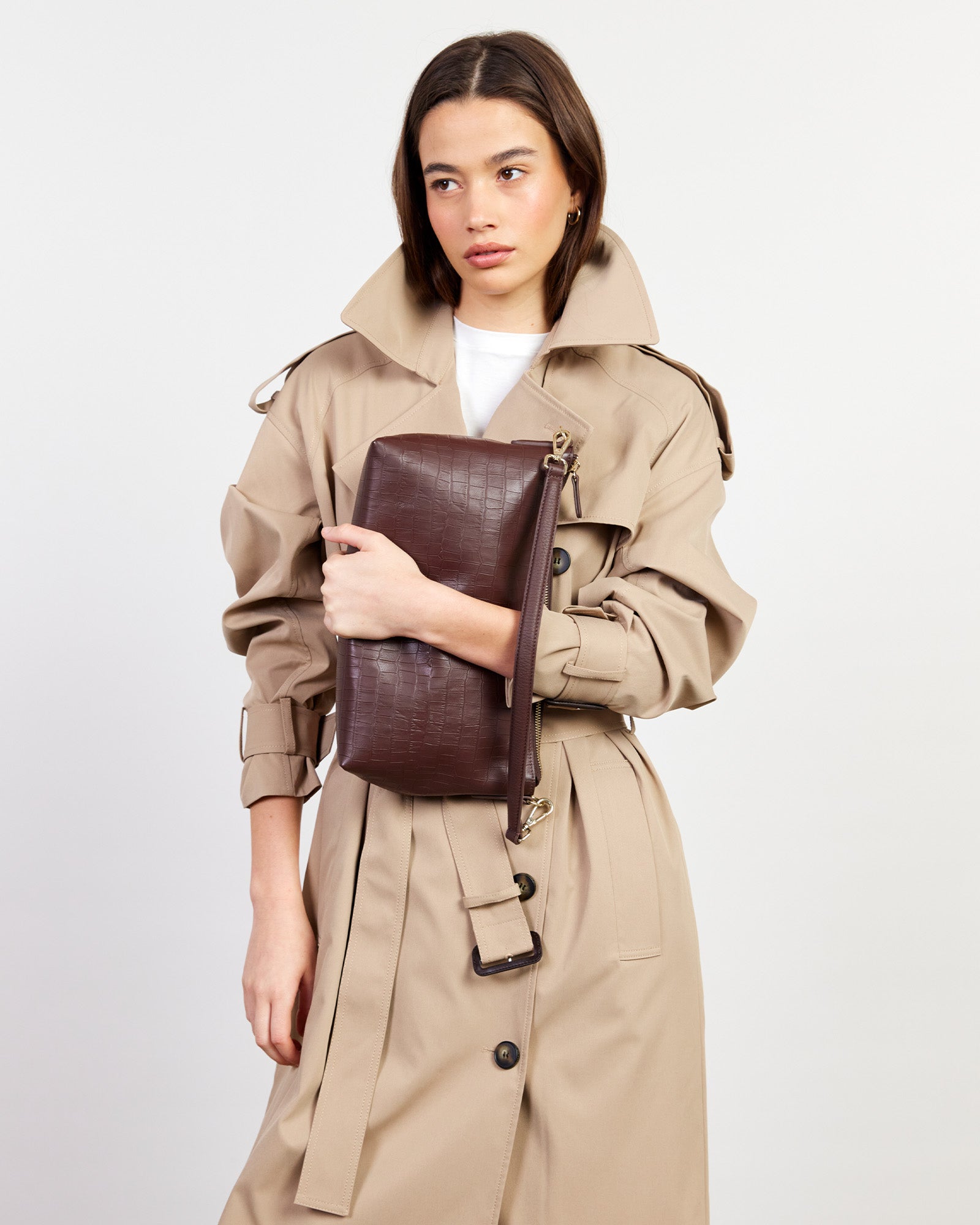 Saben Claudia Shoulder Bag Espresso Croc