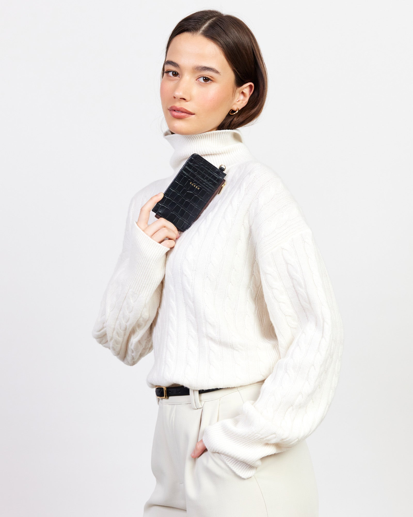 Saben Winona Card Holder Black Croc