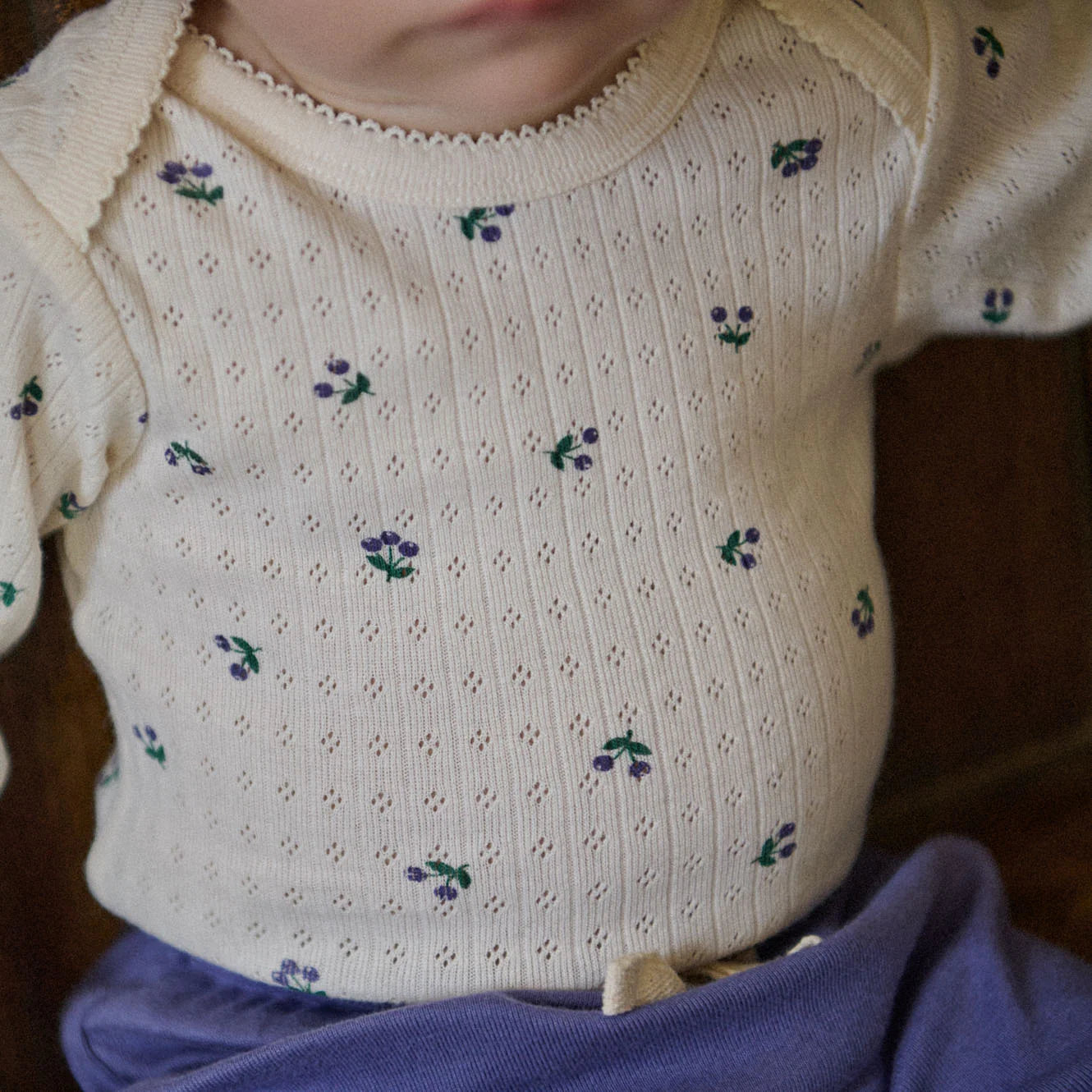 Nature Baby Long Sleeve Bodysuit Pointelle Winter Berry Point