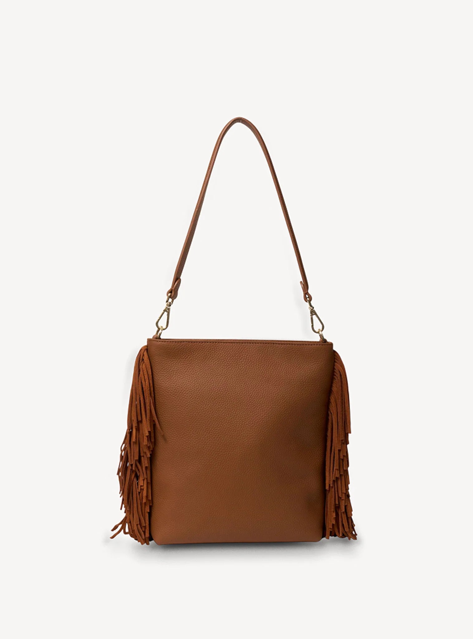 Saben Claudette Shoulder Bag Tan Suede + Fringe