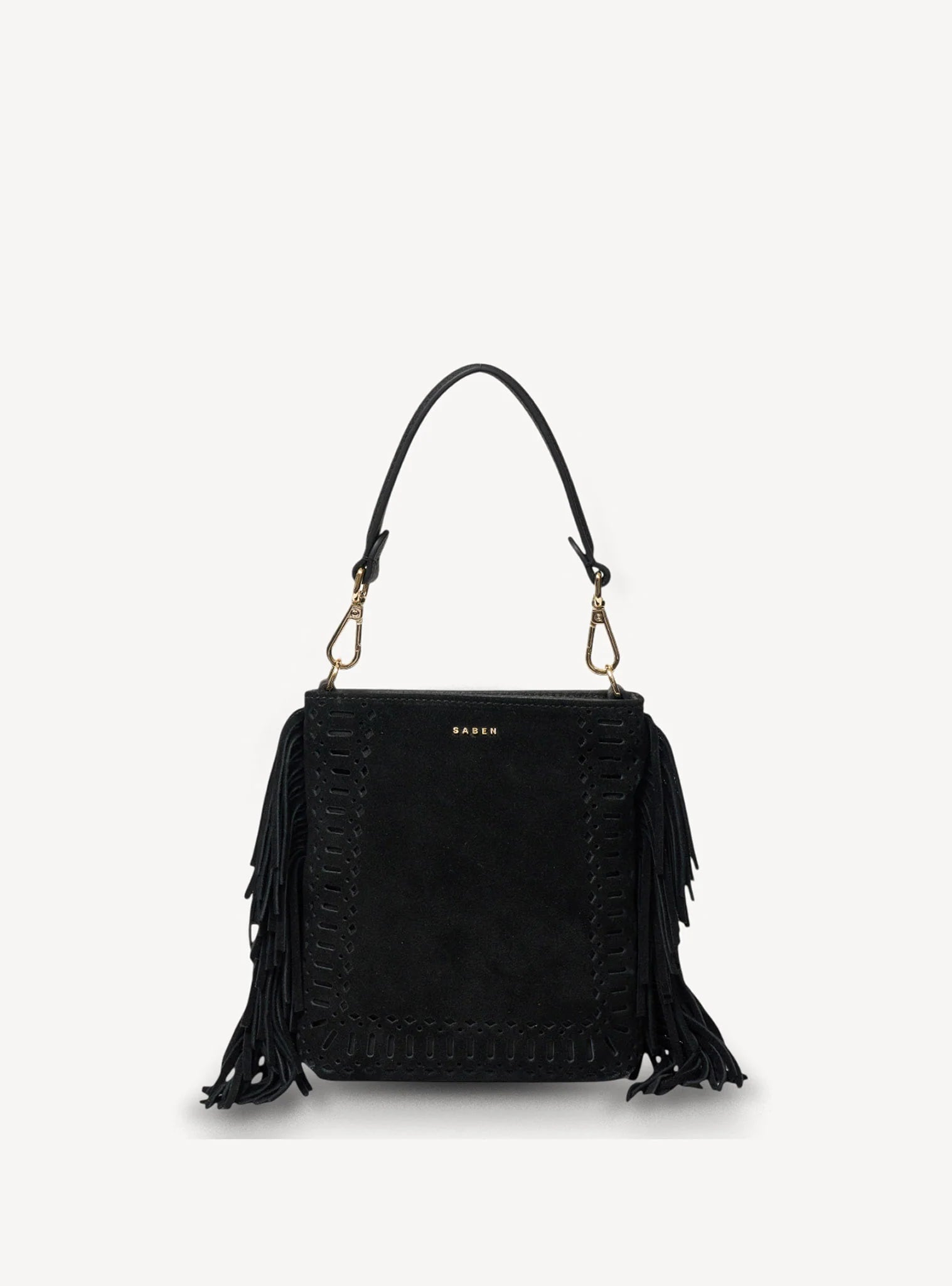 Saben Coco Mini Bag Black Suede + Fringe