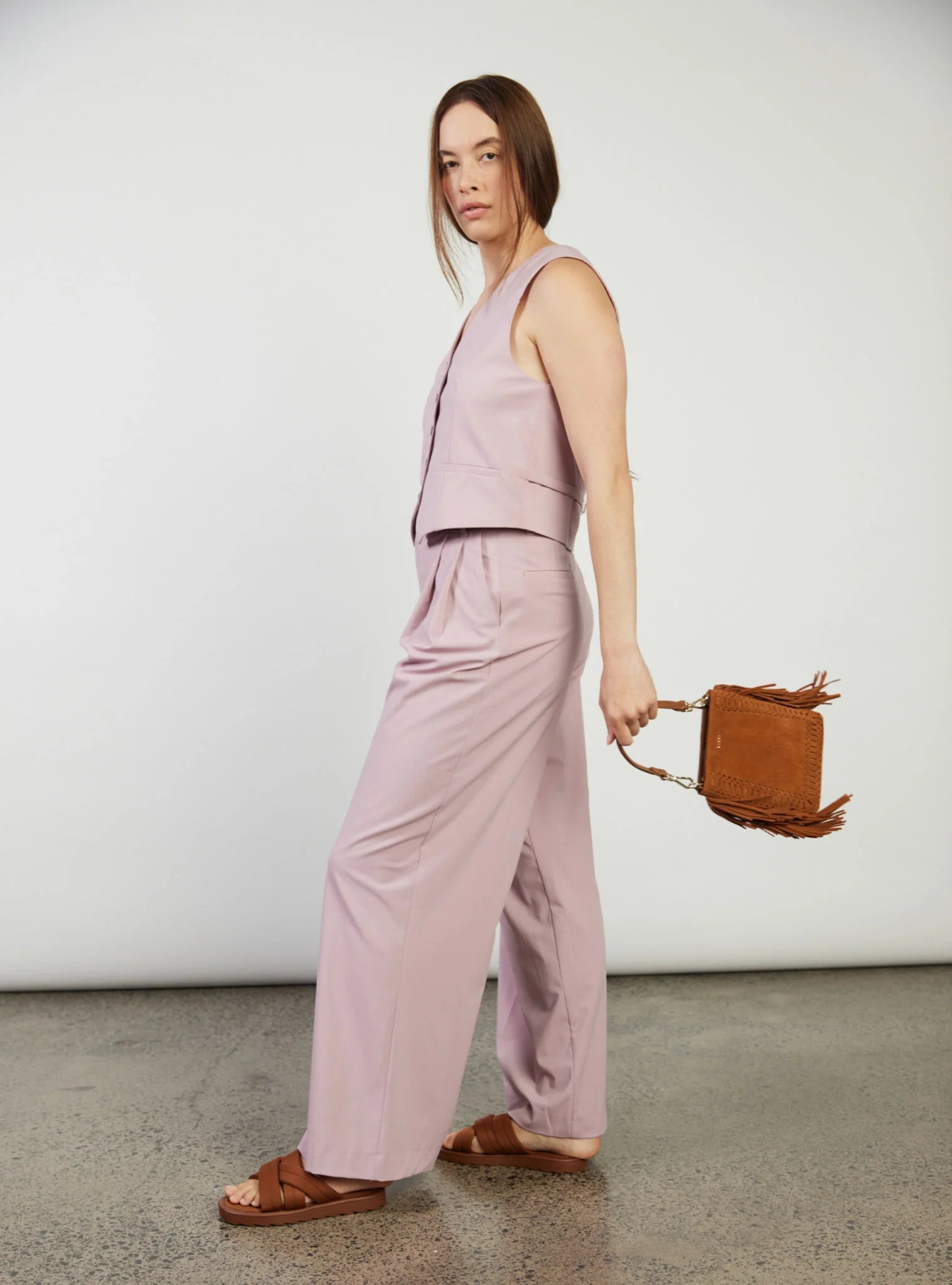 Saben Coco Mini Bag Tan Suede + Fringe