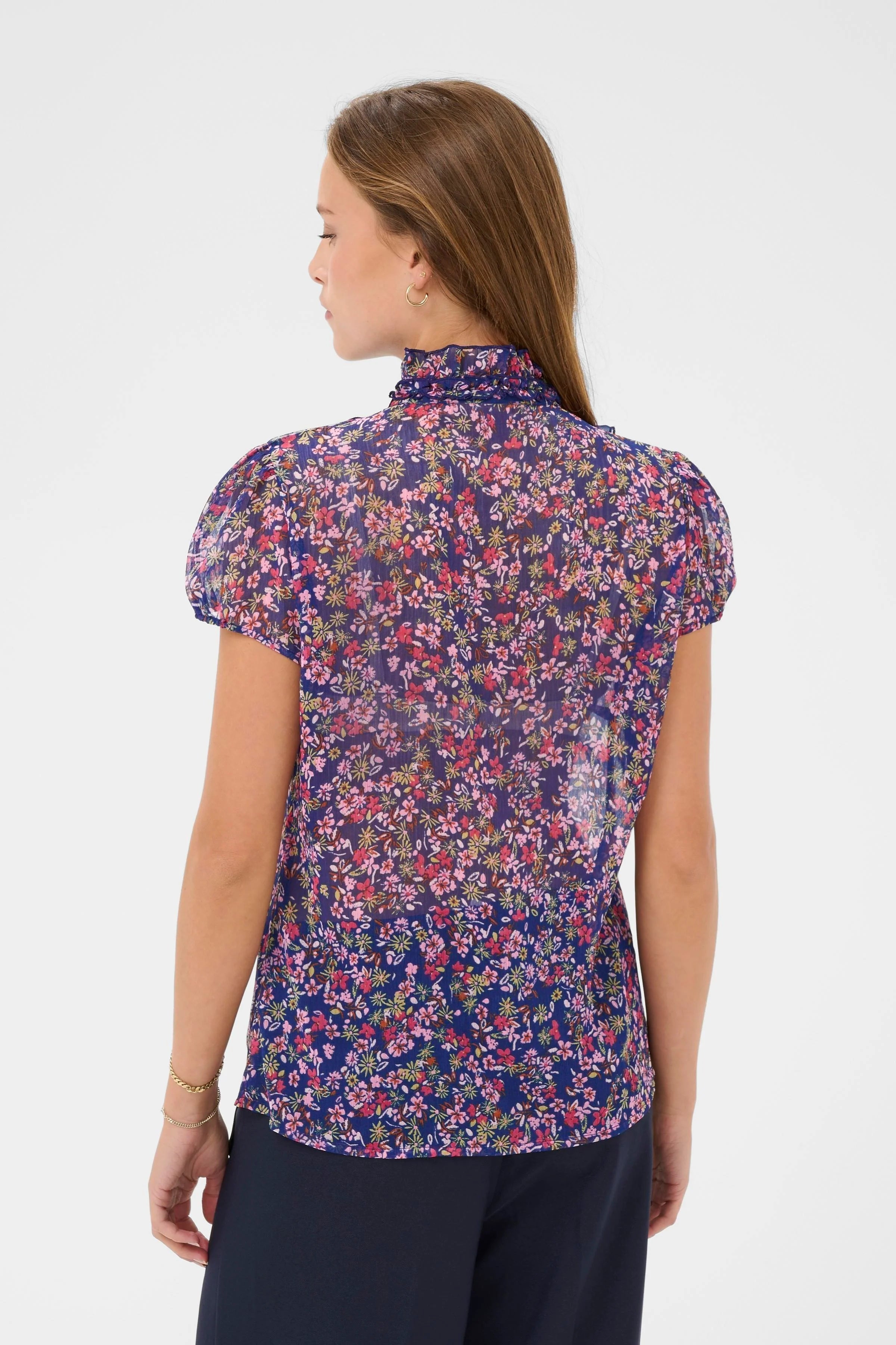 Saint Tropez Lilja SS Shirt Navy Peony Blue