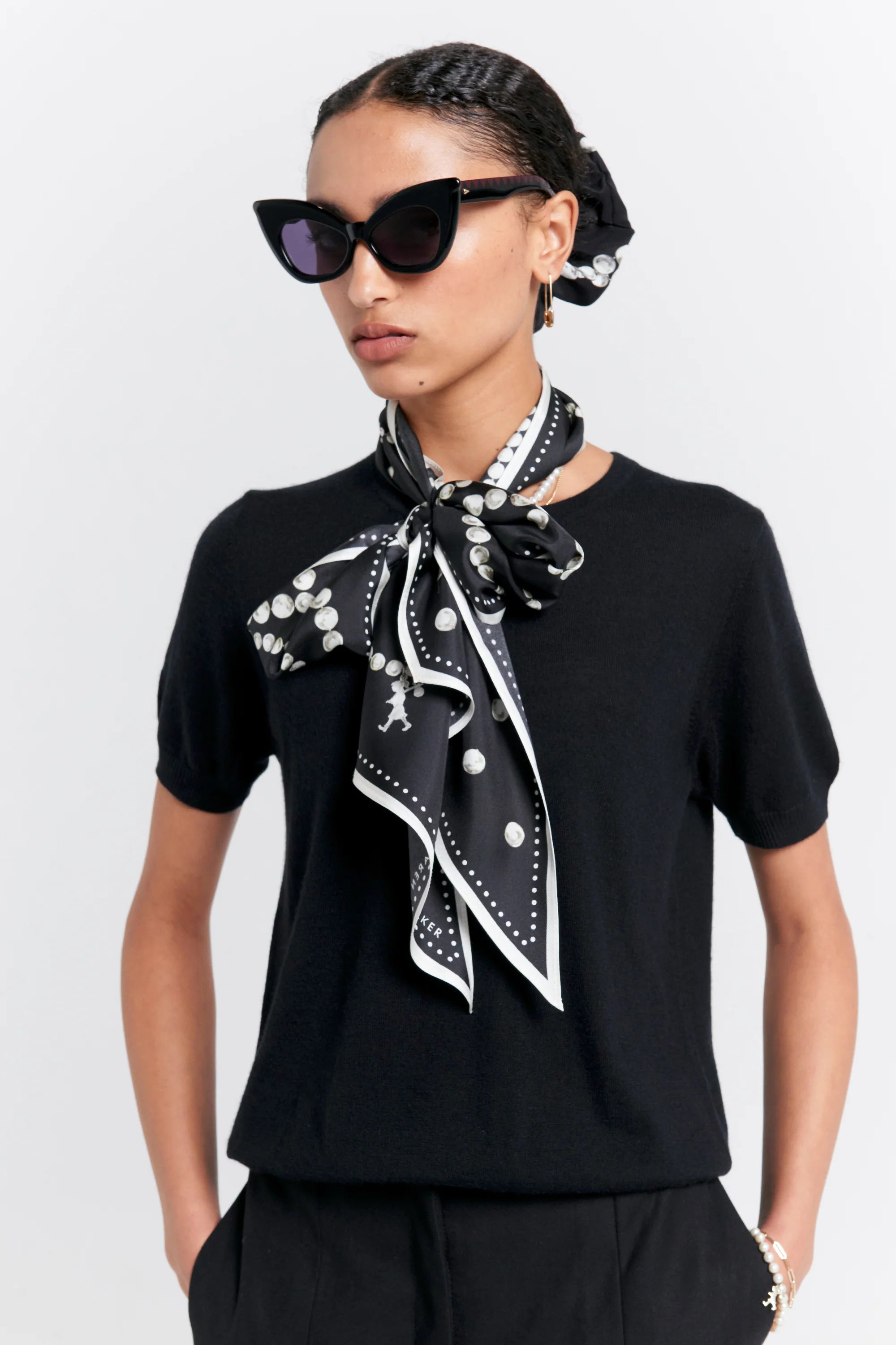 Karen Walker Runaway Pearl Sash Scarf Black
