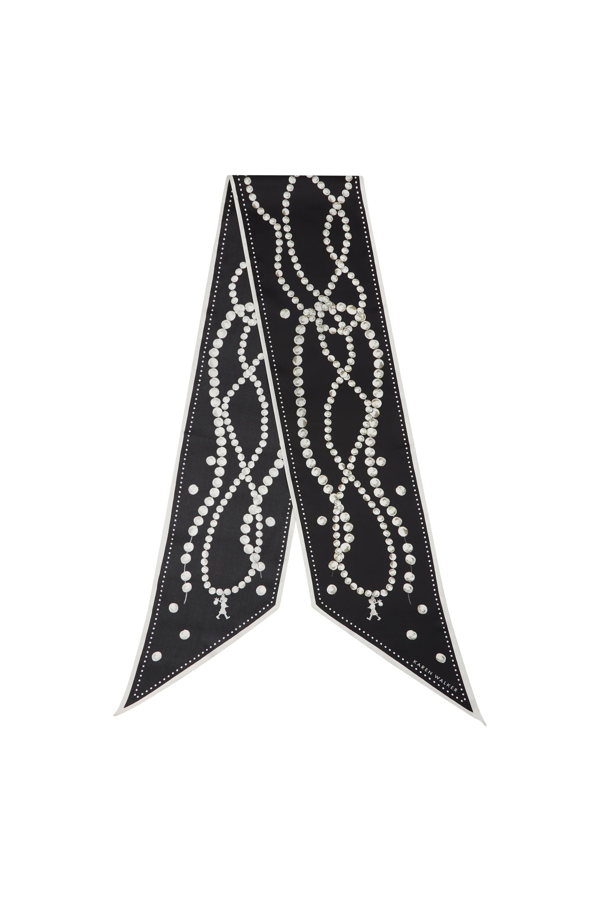 Karen Walker Runaway Pearl Sash Scarf Black