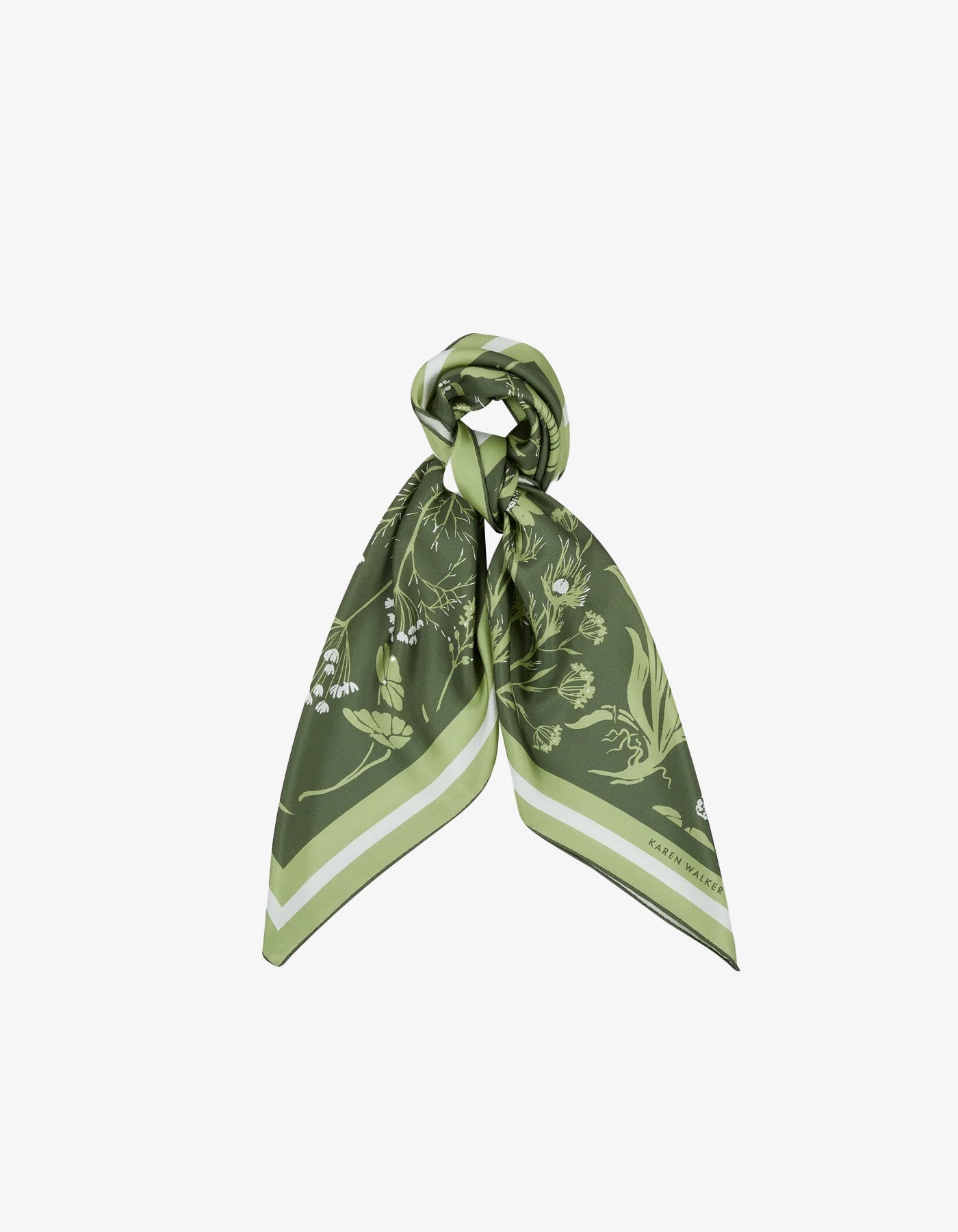 Karen Walker Wildflowers Classic Silk Scarf Green Multi