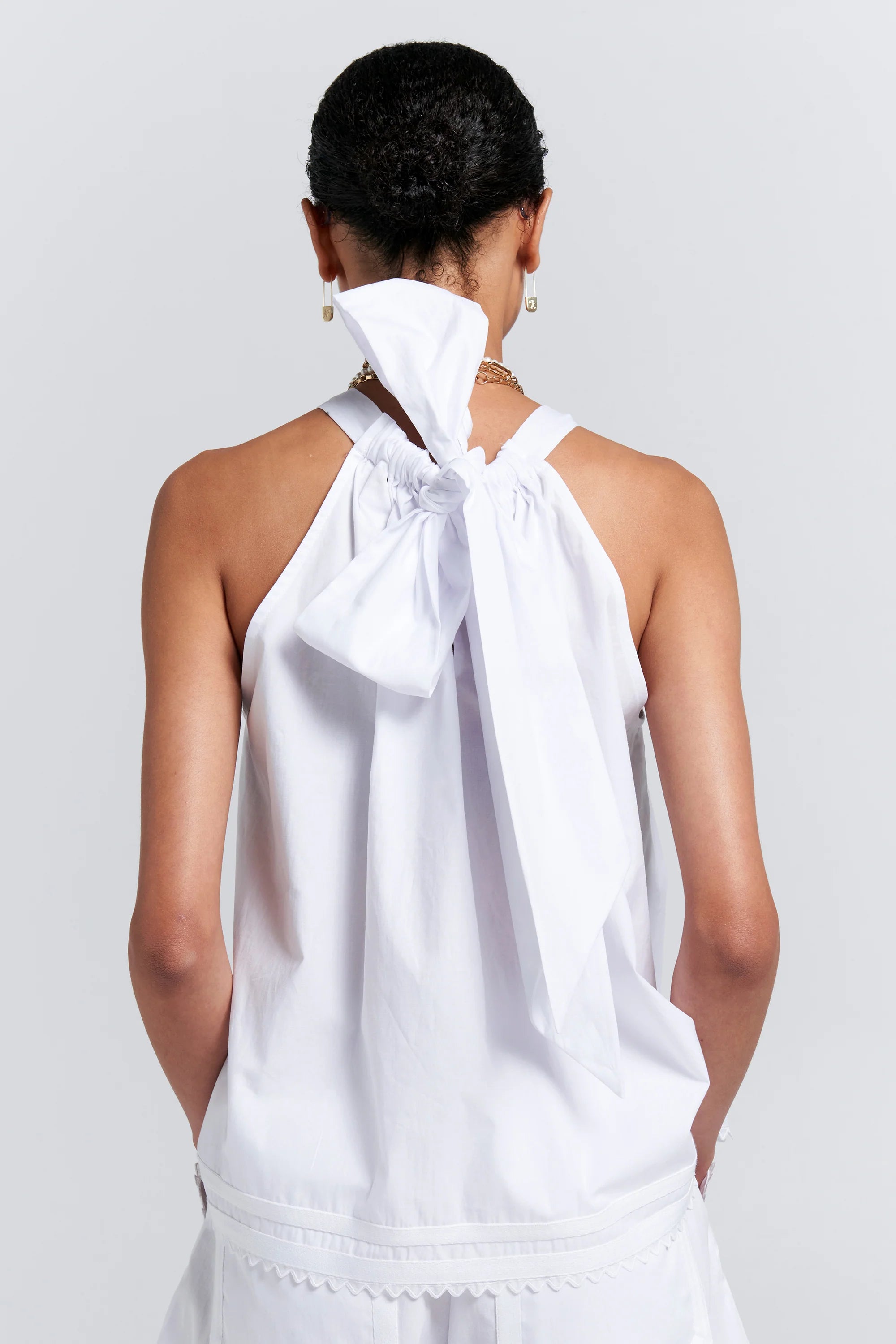 Karen Walker Scout Bow Back Top White
